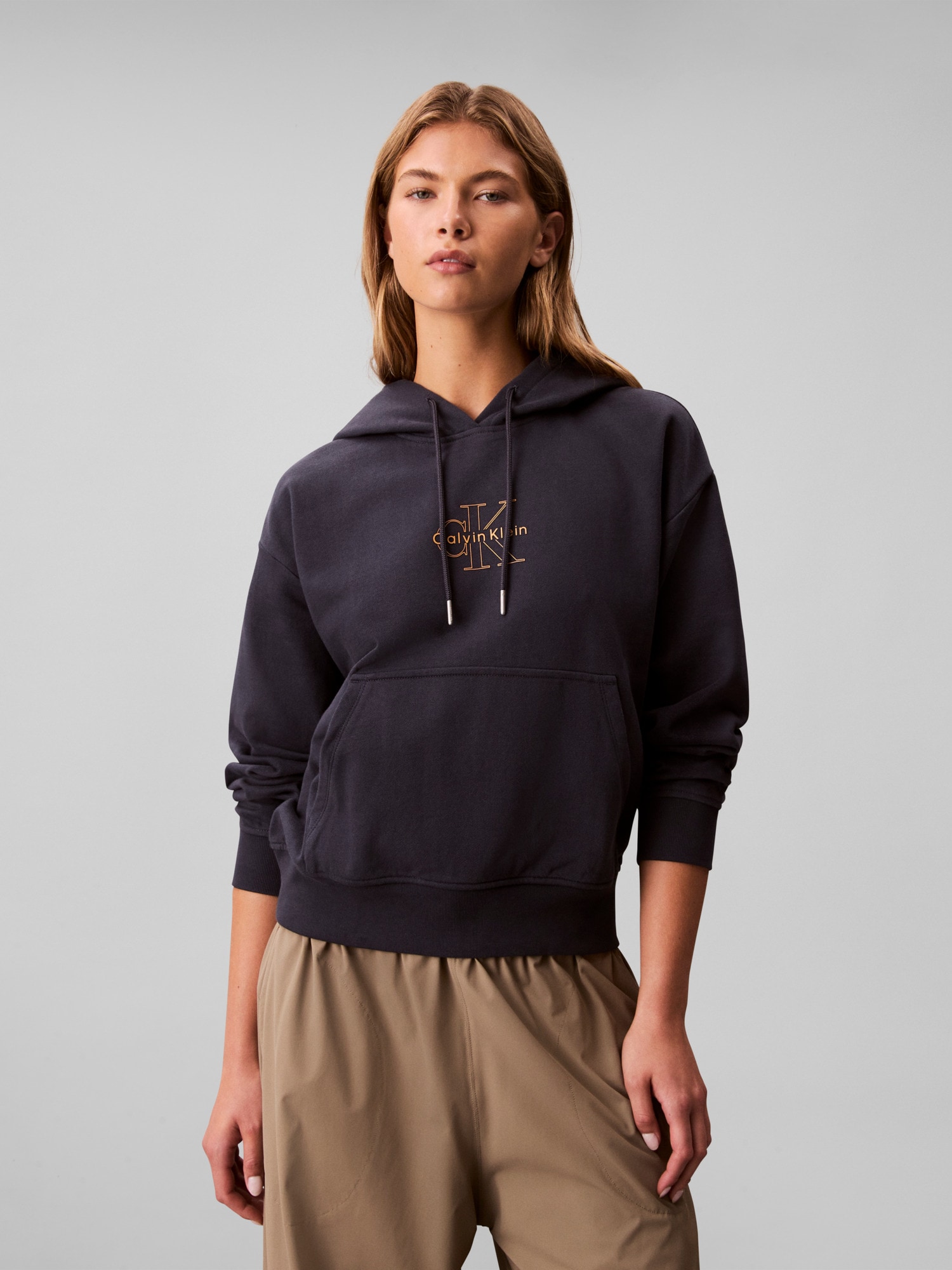 Image of Calvin Klein Jeans Sweatshirt, Kapuze mit Kordelzug, regular fit, Logodruck