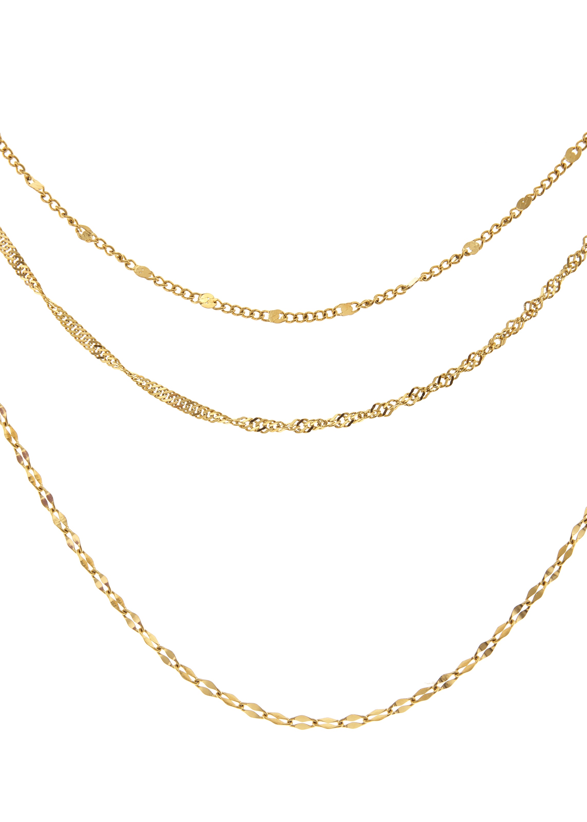 LASCANA Collier »3- reihige Halskette«, Zarte Ketten mit Goldfarbenbeschichtung