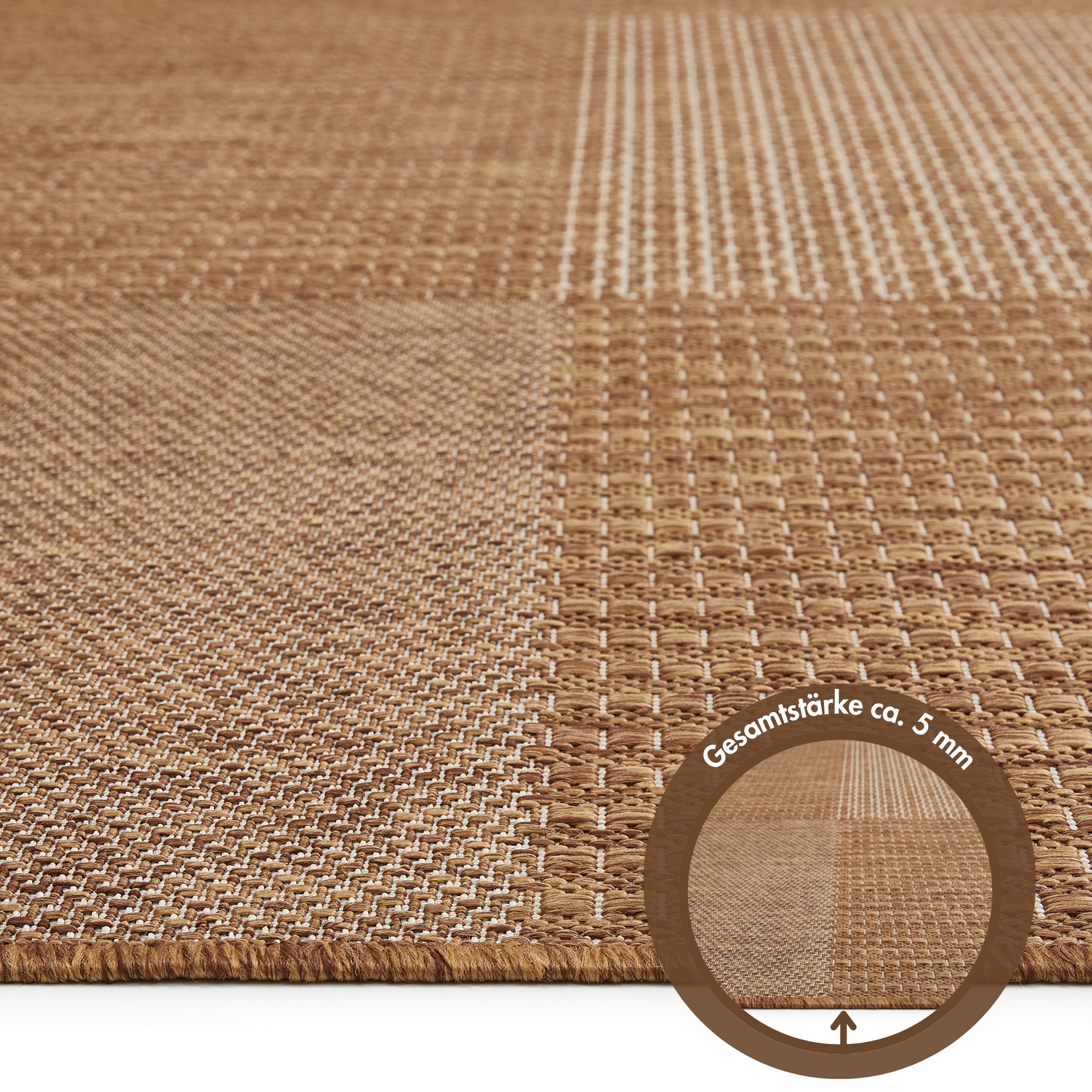 Andiamo Tapis »ARIZONA1« Rectangulaire 5 mm Höhe Flachgewebe, kariertes Muster, In- und Outdoor geeignet, wetterfest