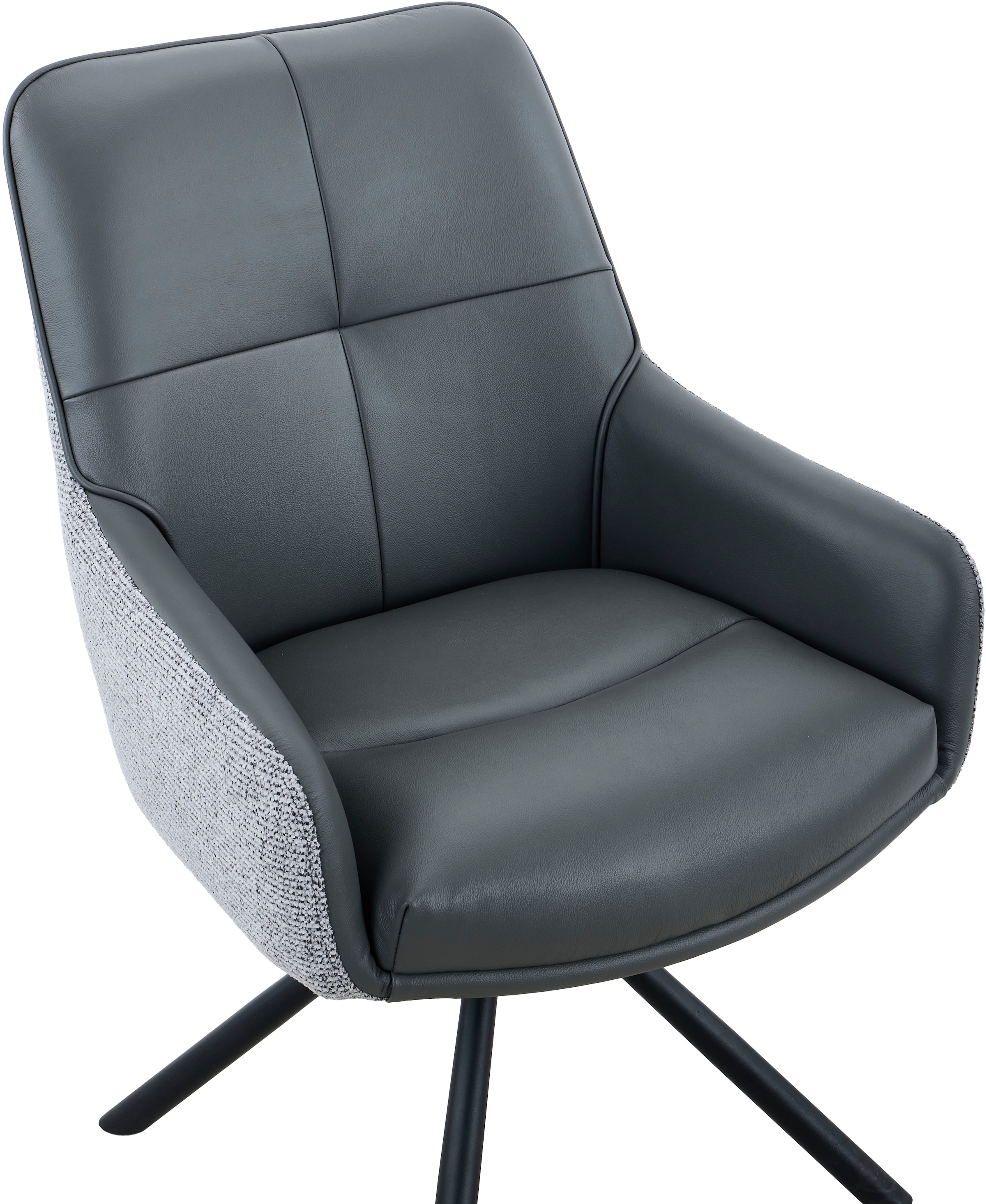 HELA Chaise avec accoudoirs »FARO« () 1 cuis360° drehbar, Materialkombi, Echtleder, Armlehnen