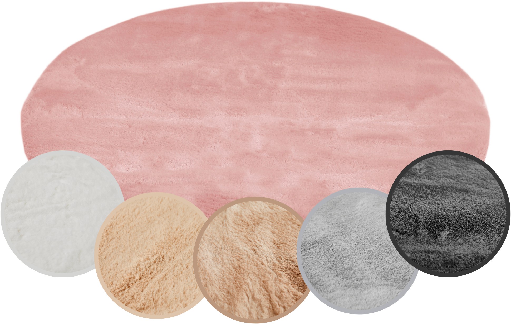 GOODproduct Tapis à poils longs »Lugano« Rond 30 mm Höhe Kunstfell, Uni Farben, sehr weich & kuschelig