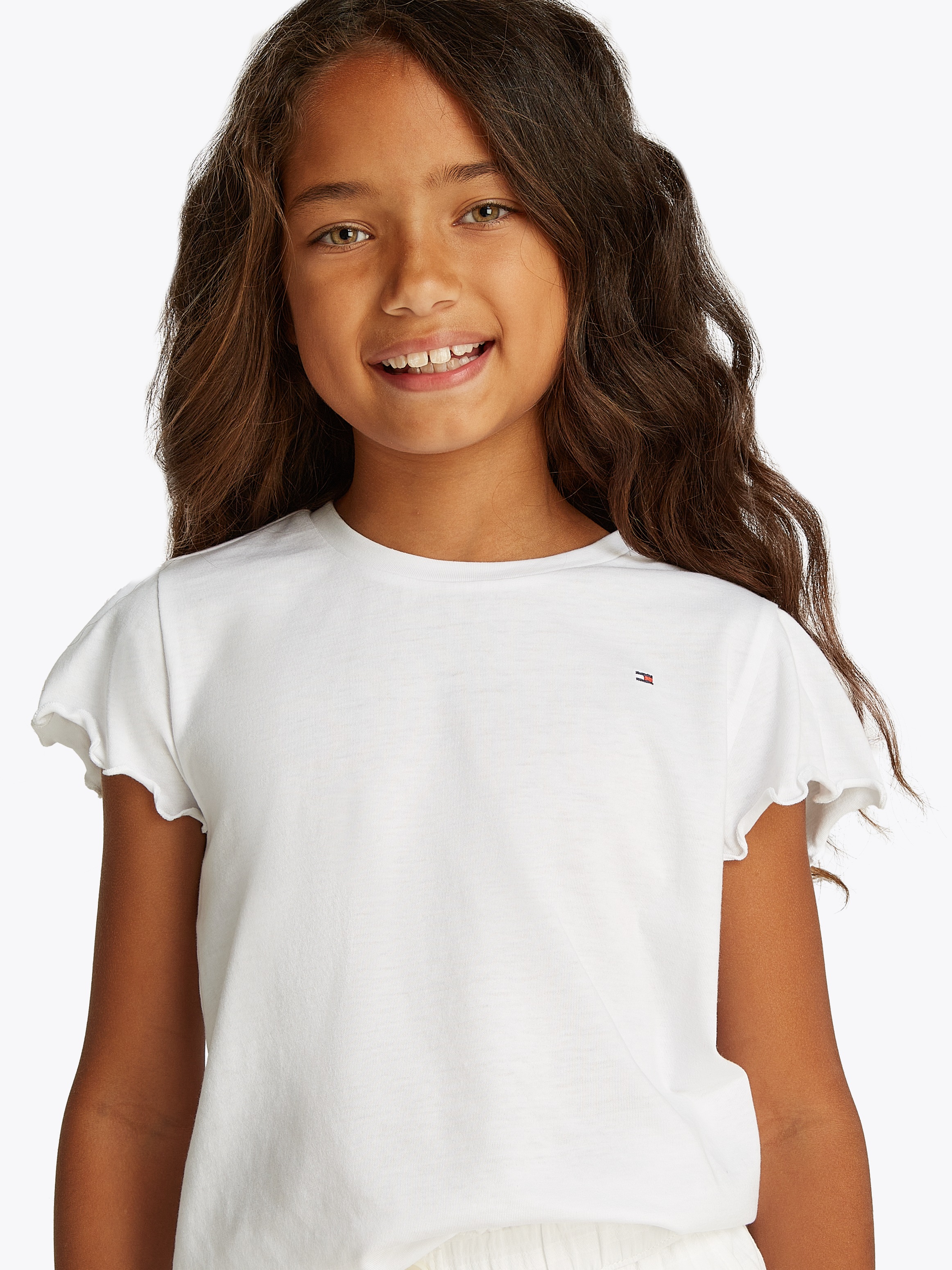 Tommy Hilfiger T-Shirt »ESSENTIAL RUFFLE SLEEVE TOP« mit gewelltem Ärmelabschluss