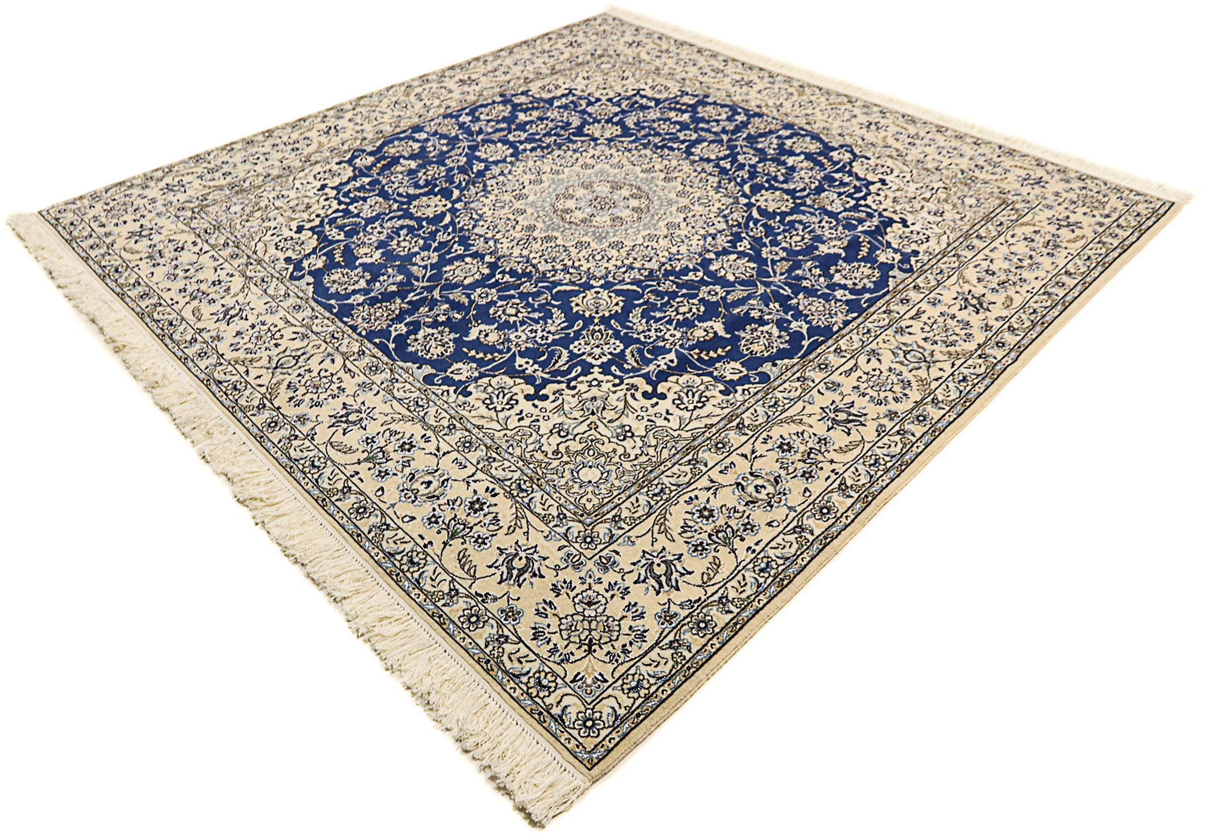 Image of morgenland Orientteppich »Perser - Nain - Royal quadratisch - 250 x 250 cm - blau«, quadratisch, 10 mm Höhe, Wohnzimmer, Handgeknüpft, Einzelstück mit Zertifikat bei Ackermann Versand Schweiz
