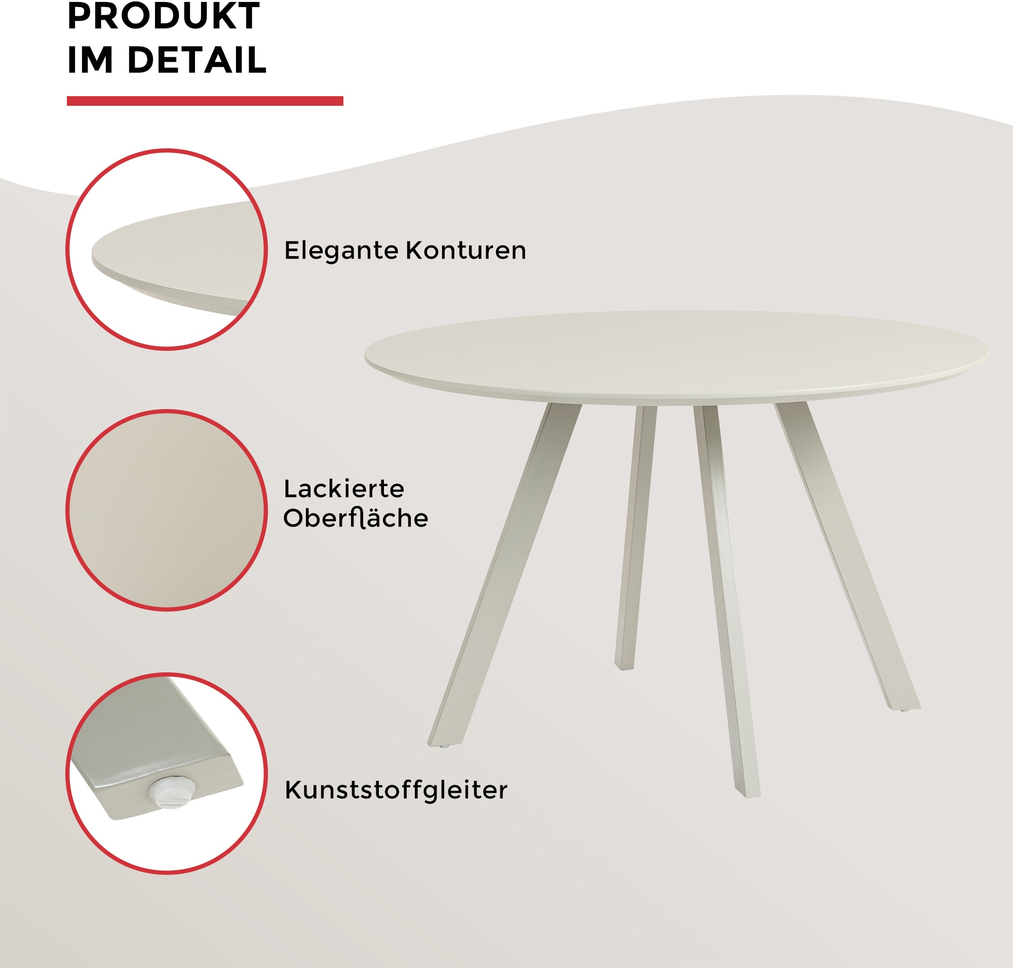 Duo Collection Table de salle à manger »Tisch Pina« 1 cuis tlg. surface laquée, couleurs cachemire
