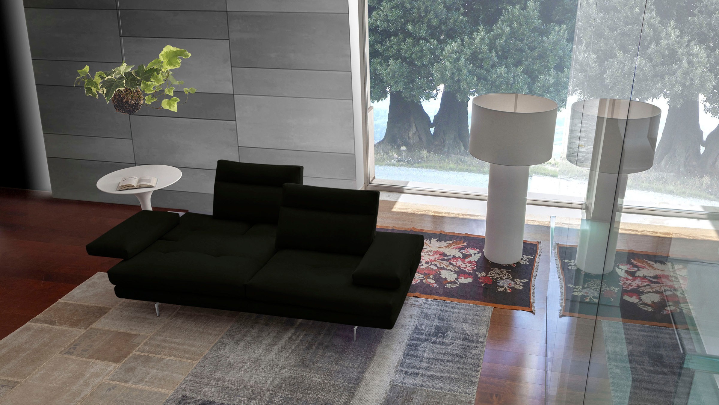 CALIA ITALIA 3-Sitzer »Toby Wing, Designsofa mit hohem Sitzkomfort, bequem und elegant«, inklusive Sitztiefenverstellung, Füsse in Chrom glänzend