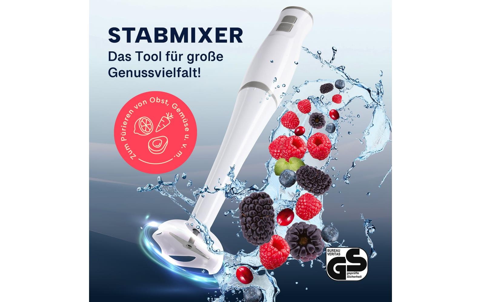 GOURMETmaxx Mixeur plongeant »13767 Weiss« 400 W Kraftvoller Stabmixer