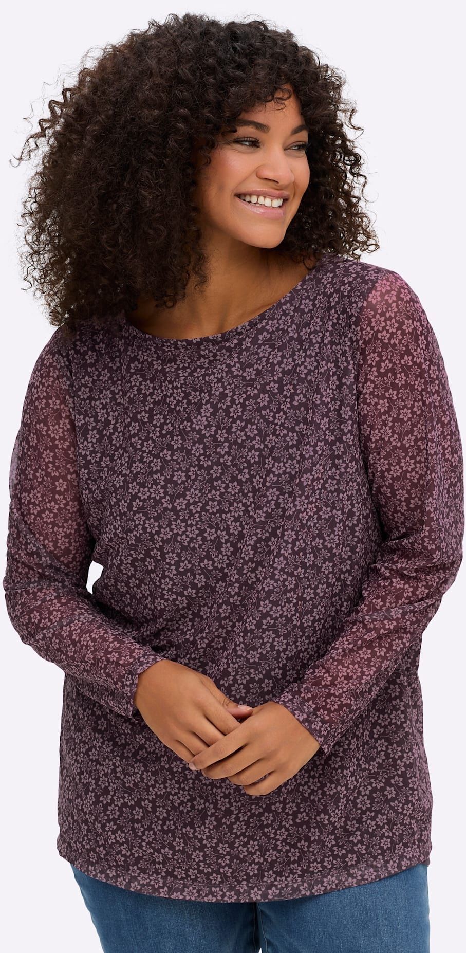 Image of Sheego Langarmshirt "Mesh-Shirt" 1 Stk.