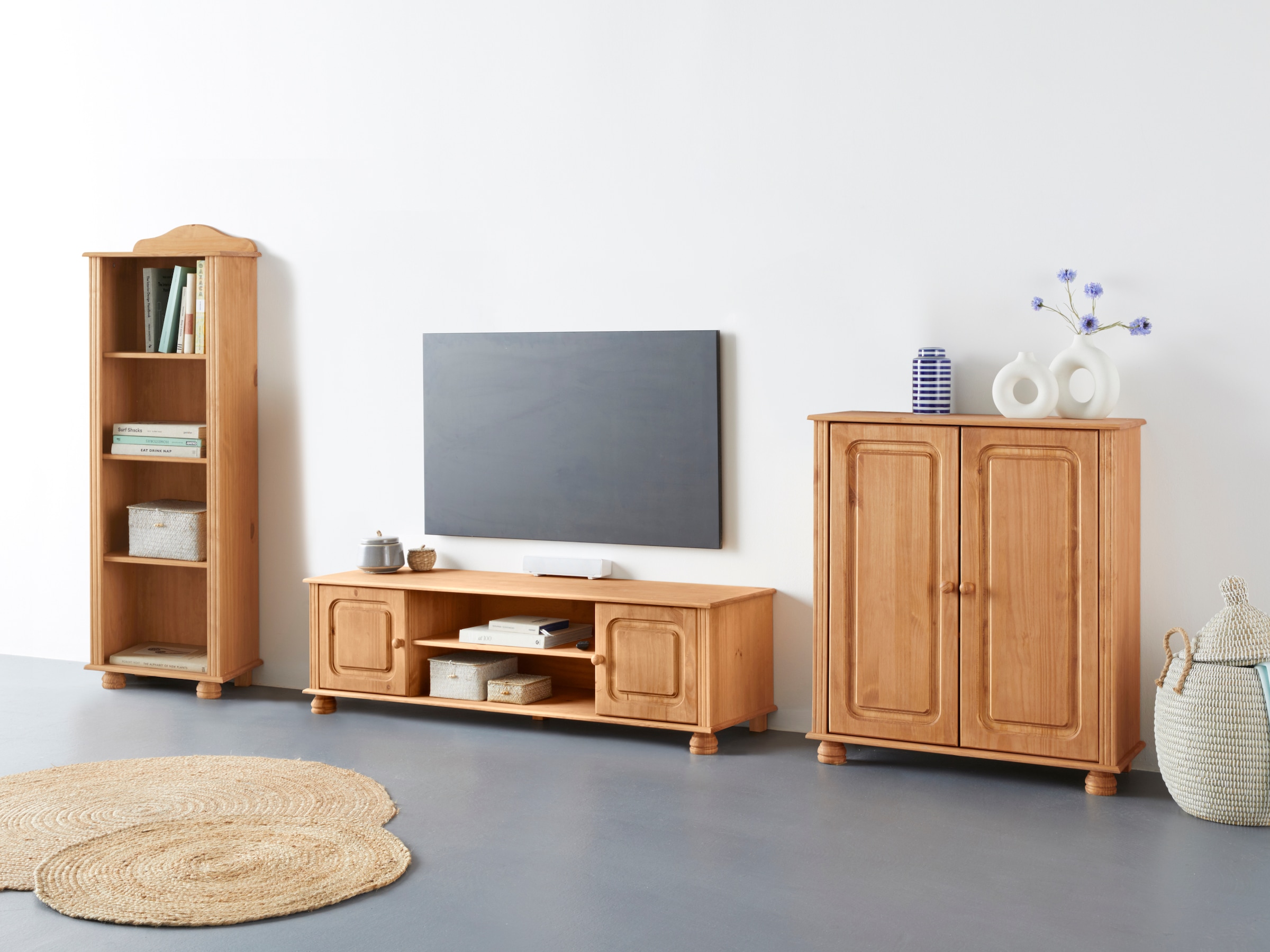 Home affaire Wohnwand »Mette«, (3 St.), 1 Midischrank, 1 Bücherregal und 1 Lowboard ohne Wandboard