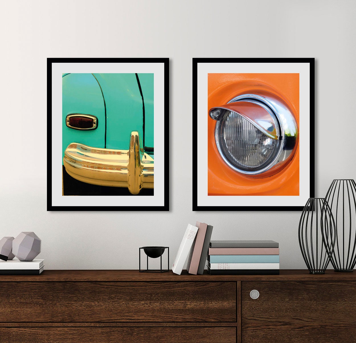 Image of queence Bild "Halogen" Auto 1 Stk. tlg. HD Premium Poster-Druck inkl. Holzrahmen
