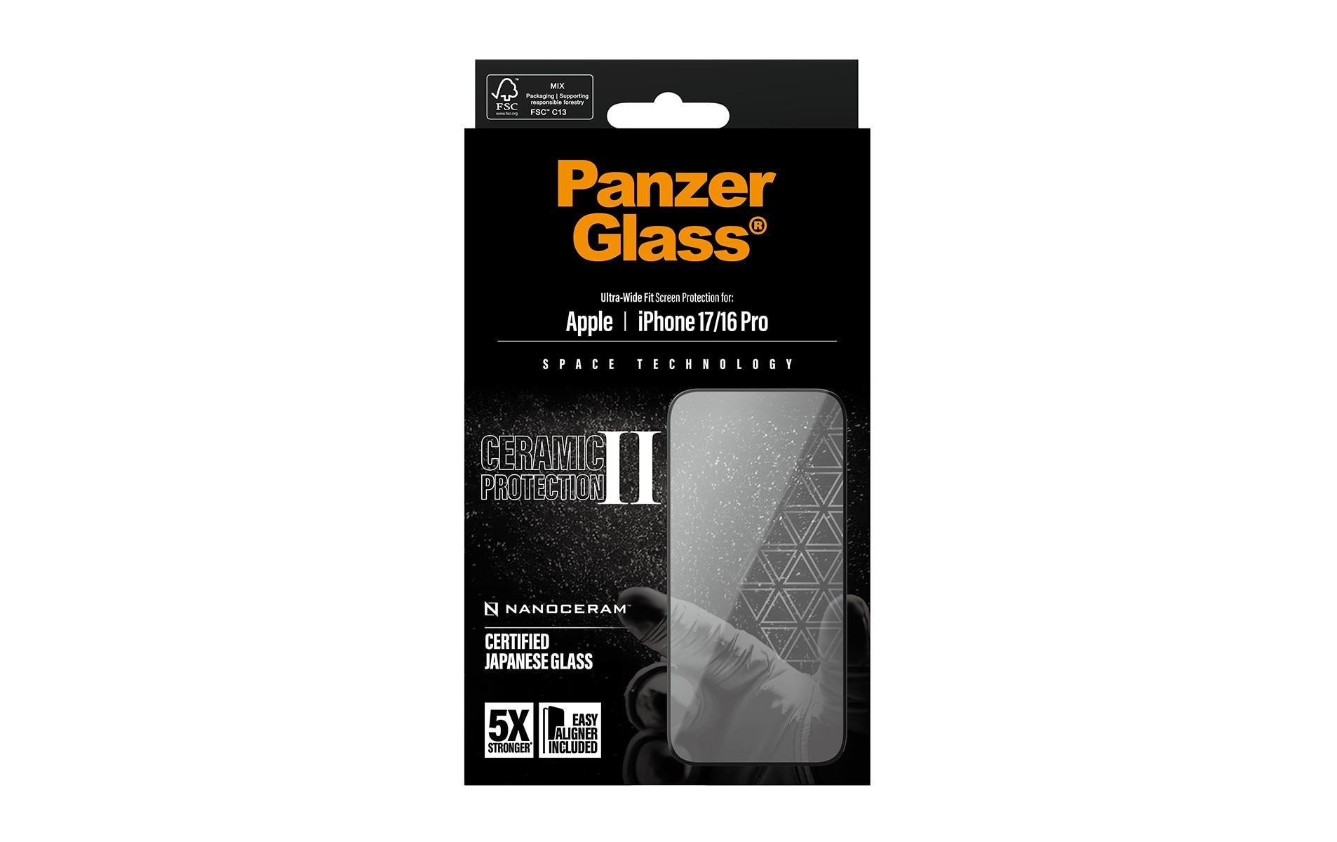PanzerGlass Film de protection d'écran »Ceramic II Ultra-Wide Fit Screen Protector« für Apple iPhone 17;Apple iPhone 16 Pro Displayschutzfolie, Schutzfolie, Bildschirmschutz, kratz- & stossfest
