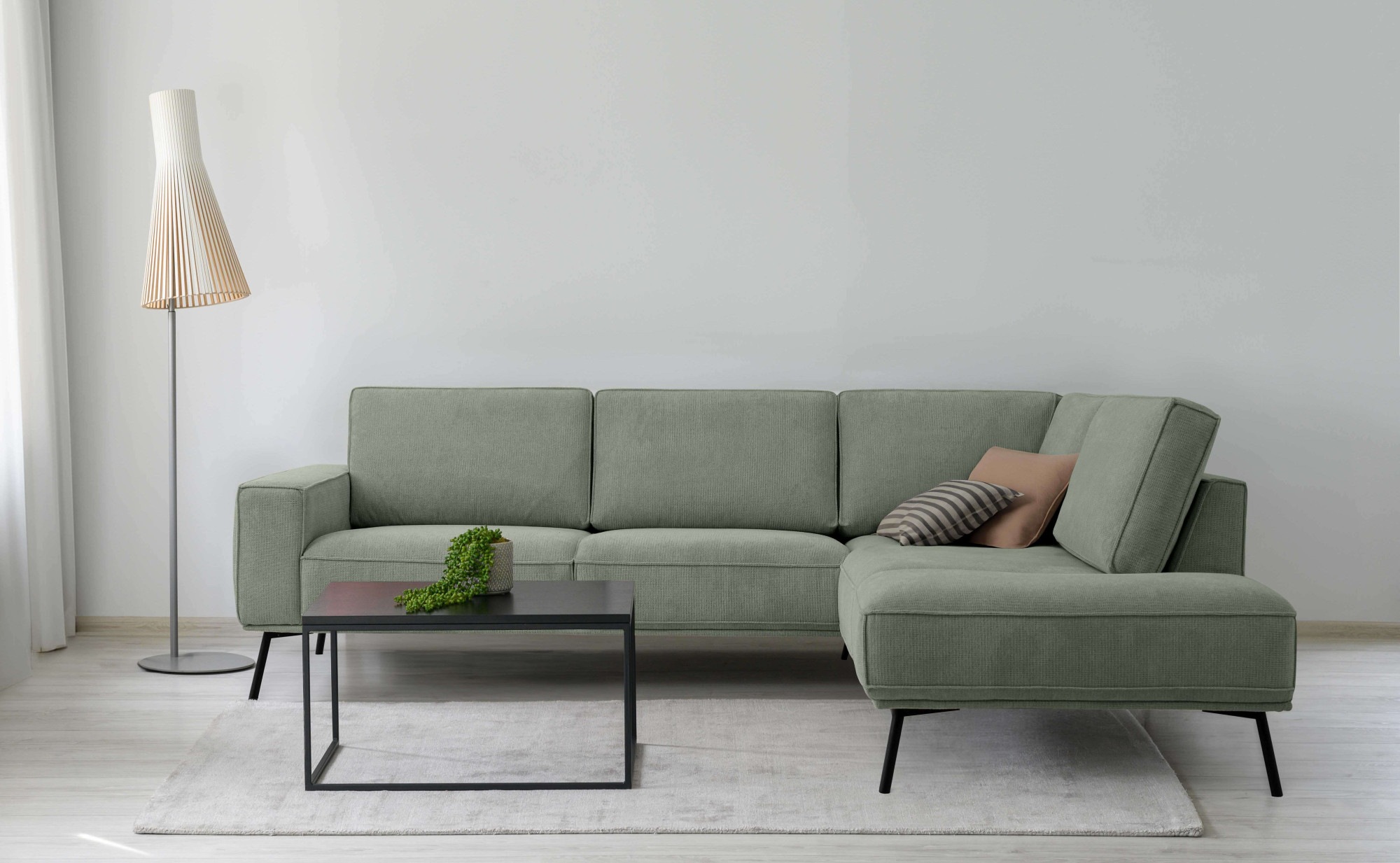 Image of GOODproduct Ecksofa "Vosby" 260 cm, Chenille, mit dekorativer Kedernaht, Wellenunterfederung