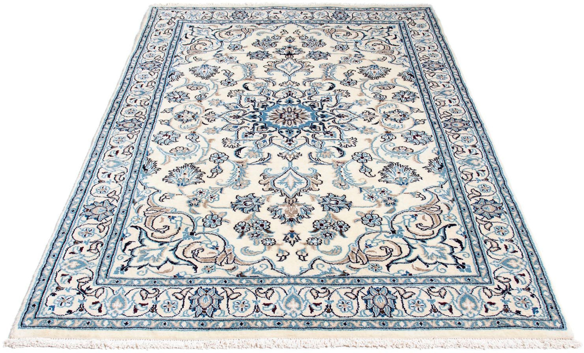 Image of morgenland Orientteppich »Perser - Nain - Royal - 195 x 124 cm - beige«, rechteckig, 10 mm Höhe, Wohnzimmer, Handgeknüpft, Einzelstück mit Zertifikat bei Ackermann Versand Schweiz