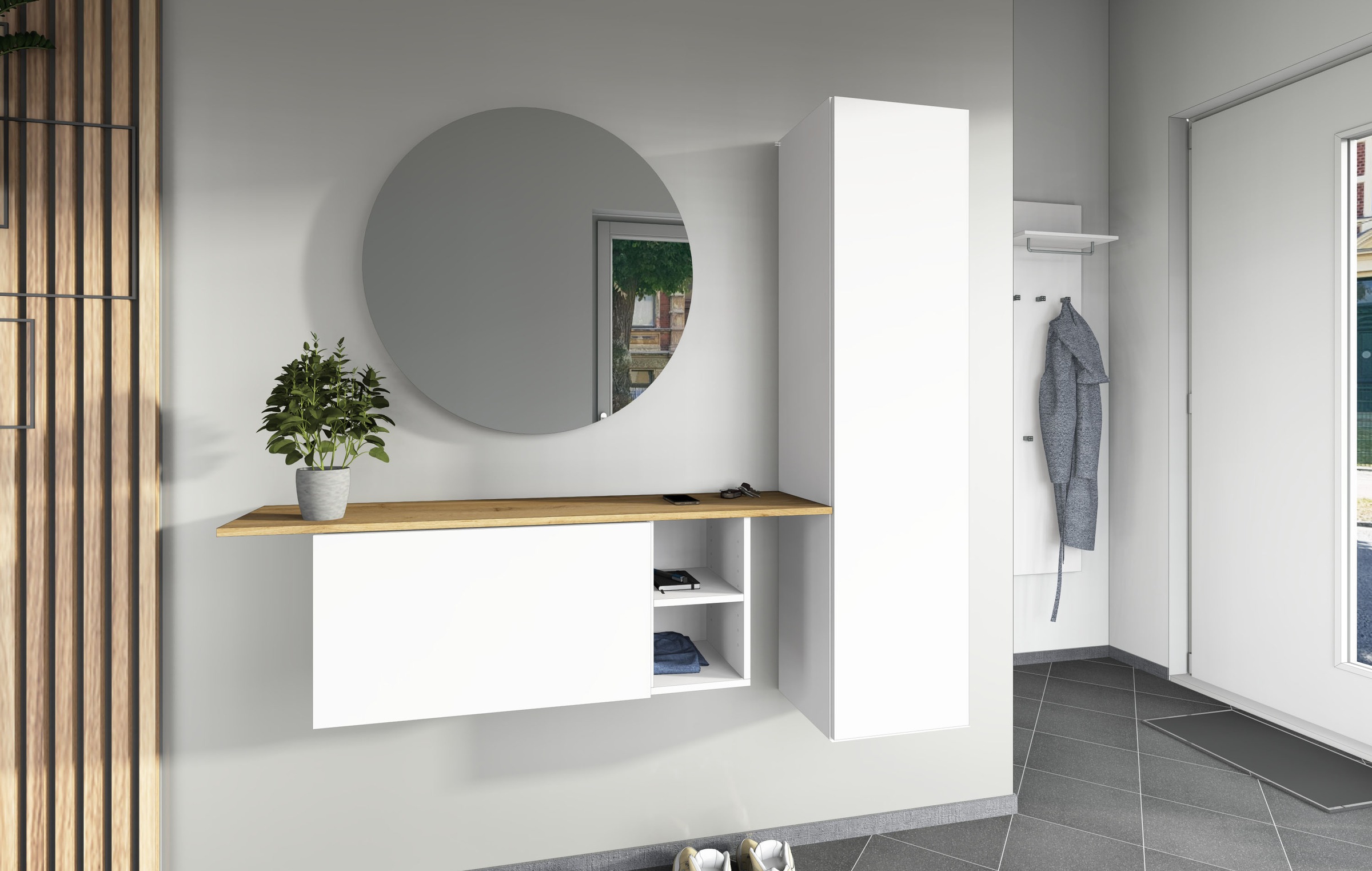 borchardt Möbel Garderoben-Set »Toledo, moderne Garderobe mit Spiegel, Schminktisch mit Regalfächern« Komplett-Set, 