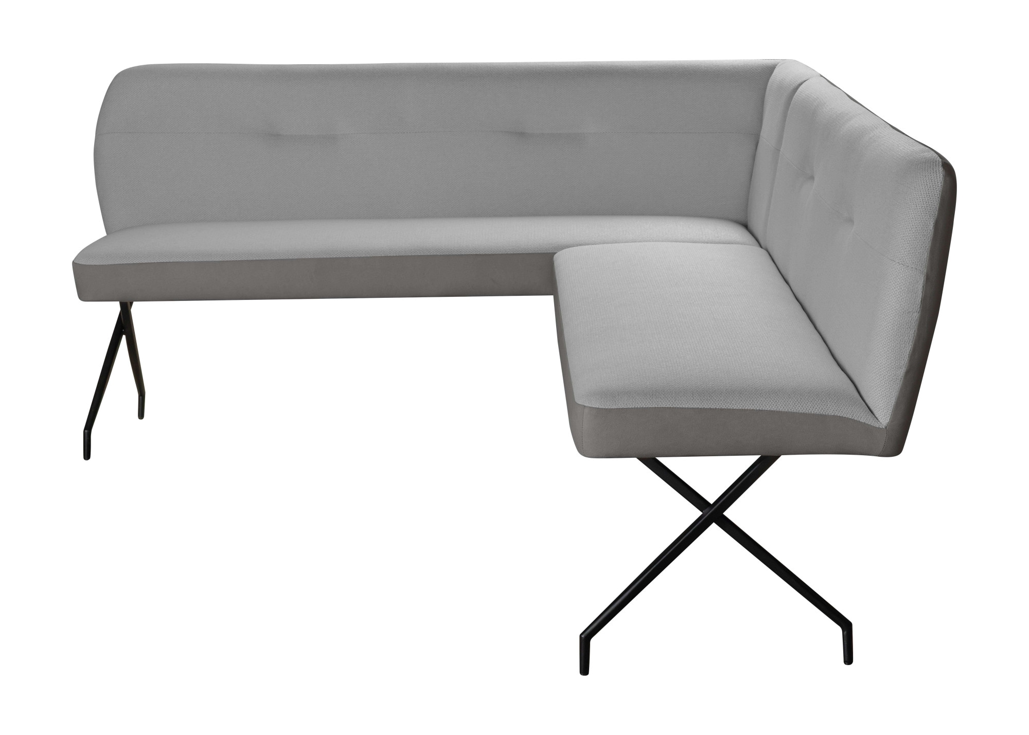 GOODproduct Eckbank »Bruna Esszimmerbank, Bank, Küchenbank, Polsterbank« Mattschwarzes Metallgestell, 2-Stoff-Design, Wellenfederung im Sitz