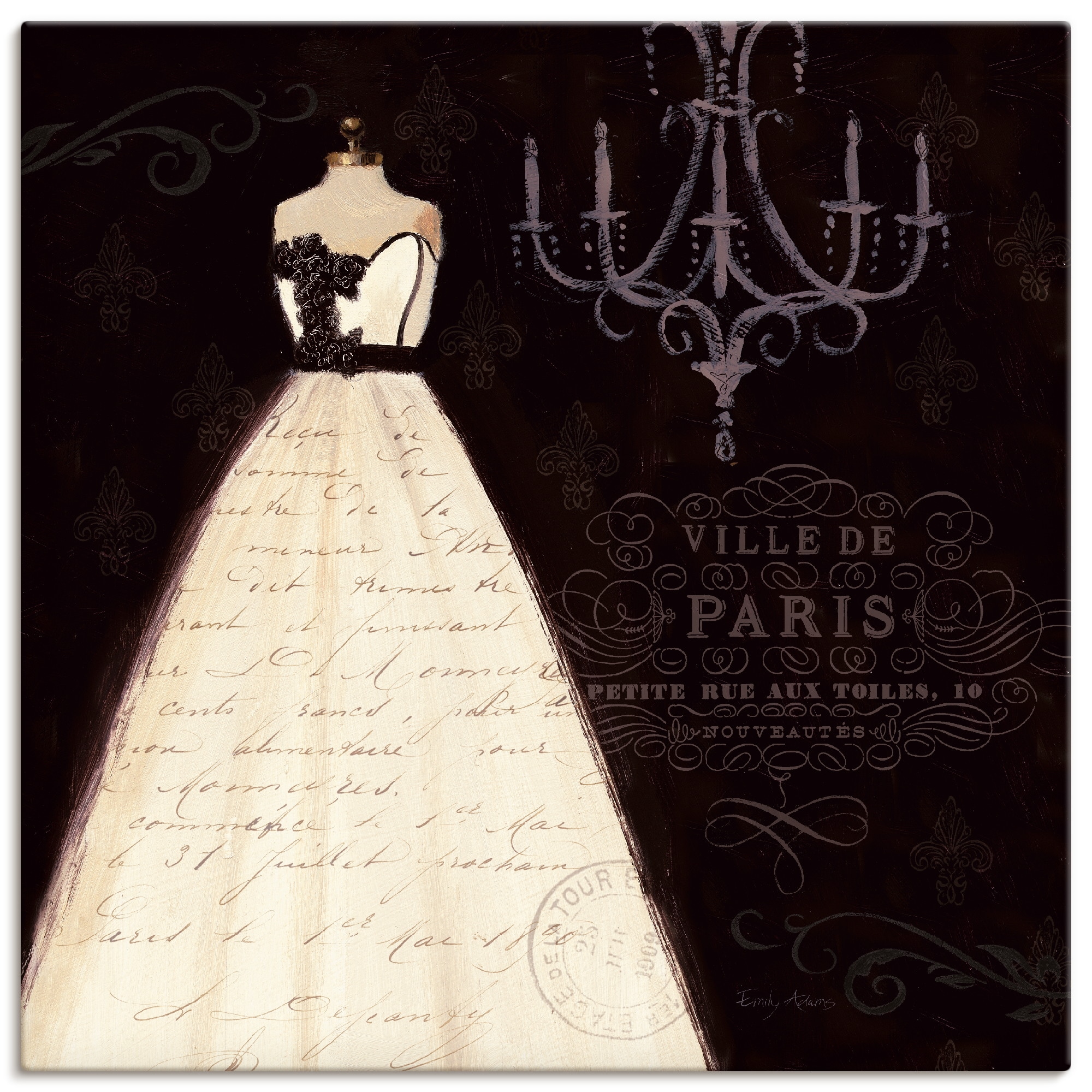 Artland Leinwandbild "Französisches Modelabel I" Mode 1 Stk. tlg. auf Holzrahmen gespannt