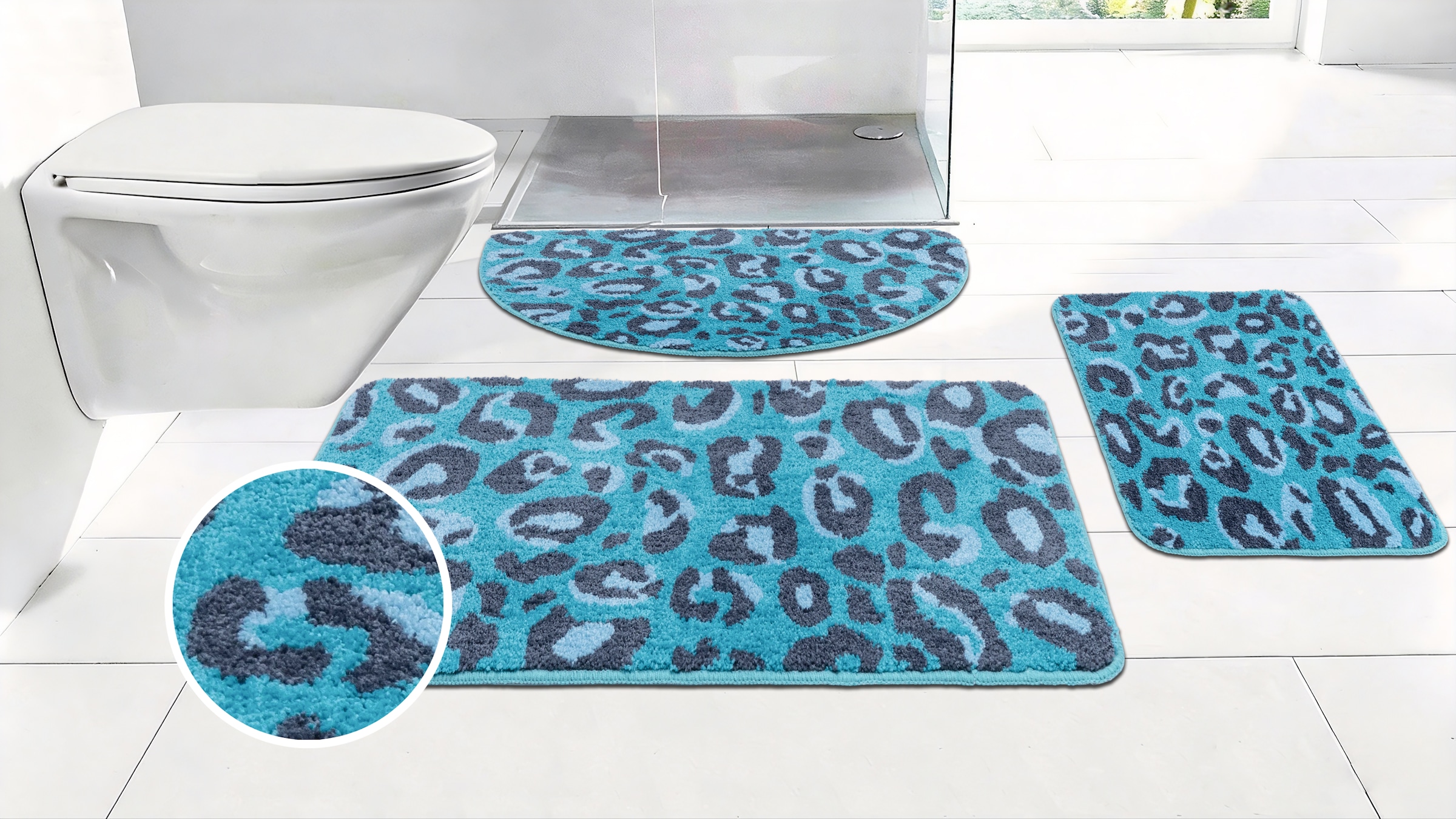 GOODproduct Badematte »Regona Leo, Badvorleger, Badezimmer Teppich, Duschvorleger« Höhe 10 mm rutschhemmend beschichtet fussbodenheizungsgeeignet | schnell trocknend Leoparden-Muster, Animal Print, modern