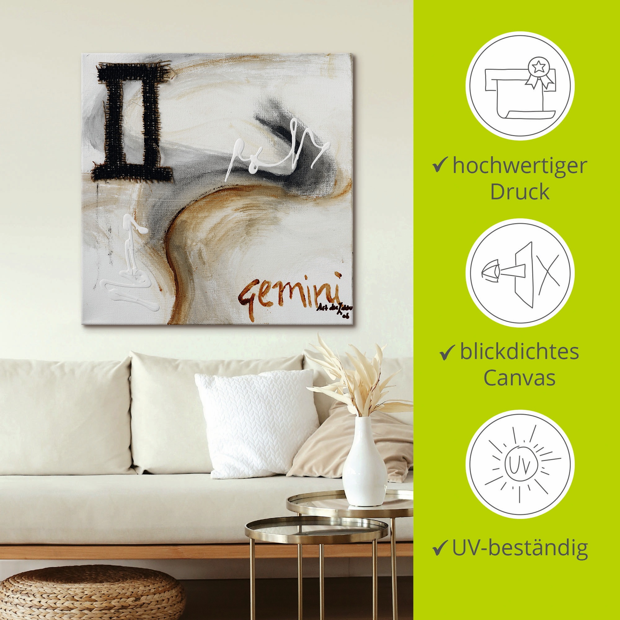 Artland Wandbild »Zwillinge«, Sternzeichen, (1 St.), als Leinwandbild, Poster in verschied. Grössen