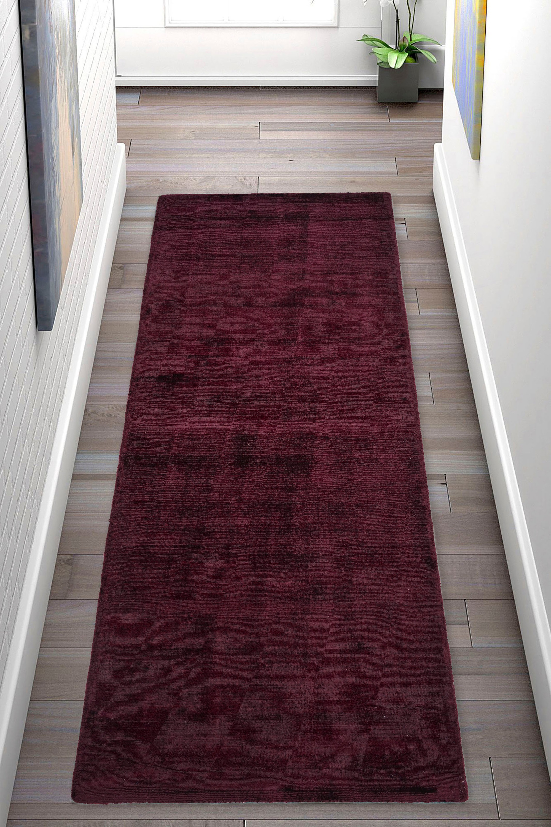 my home Läufer »Shirley, handgewebter Viskose-Teppich, farblich changierend«, rechteckig, 12 mm Höhe, Läufer, Brücke, Handweb Teppich, Wohnzimmer, Flur