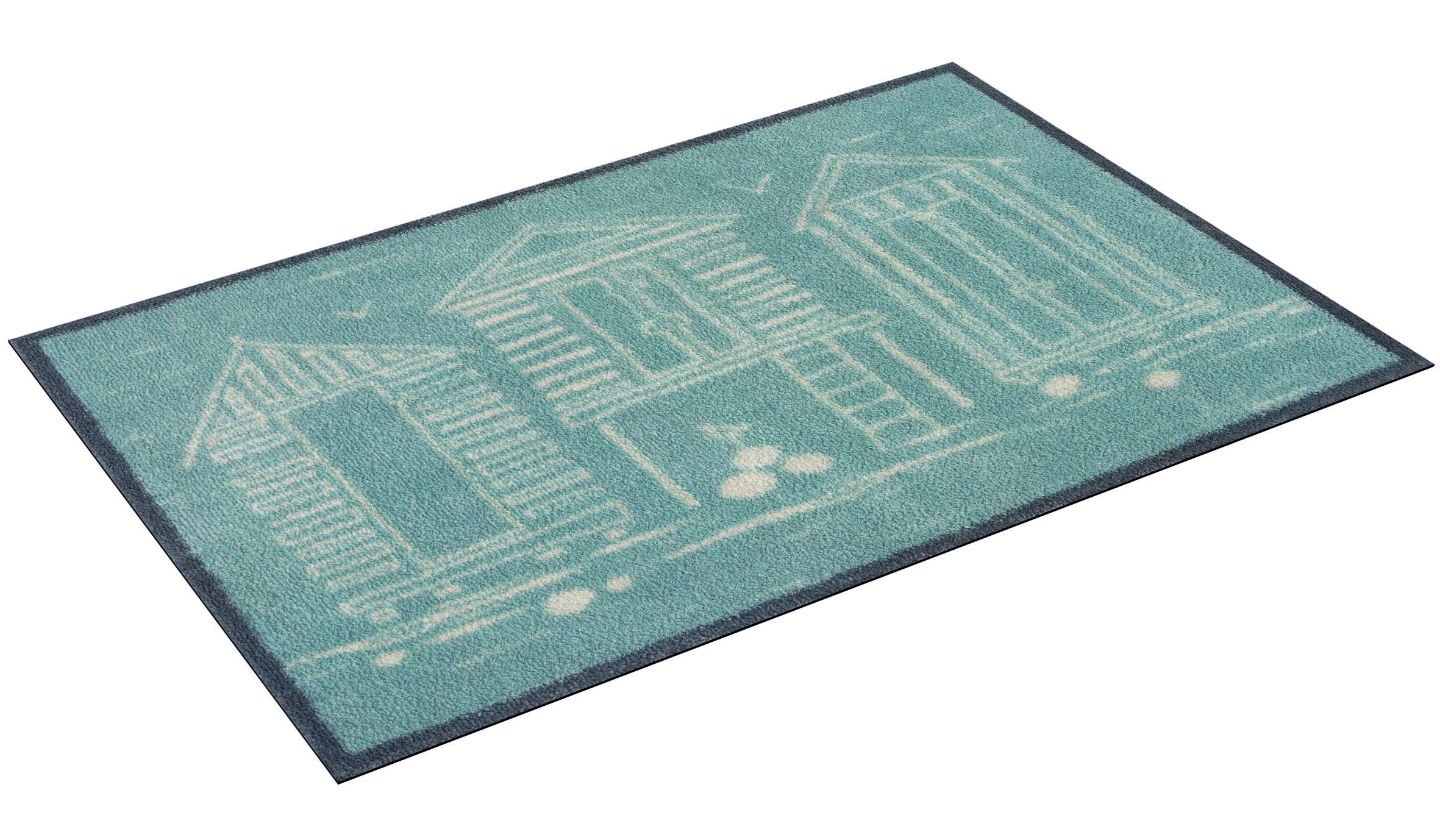 Turtle Mat Tapis de sol »Beach Huts Blue« Rectangulaire 9 mm Höhe