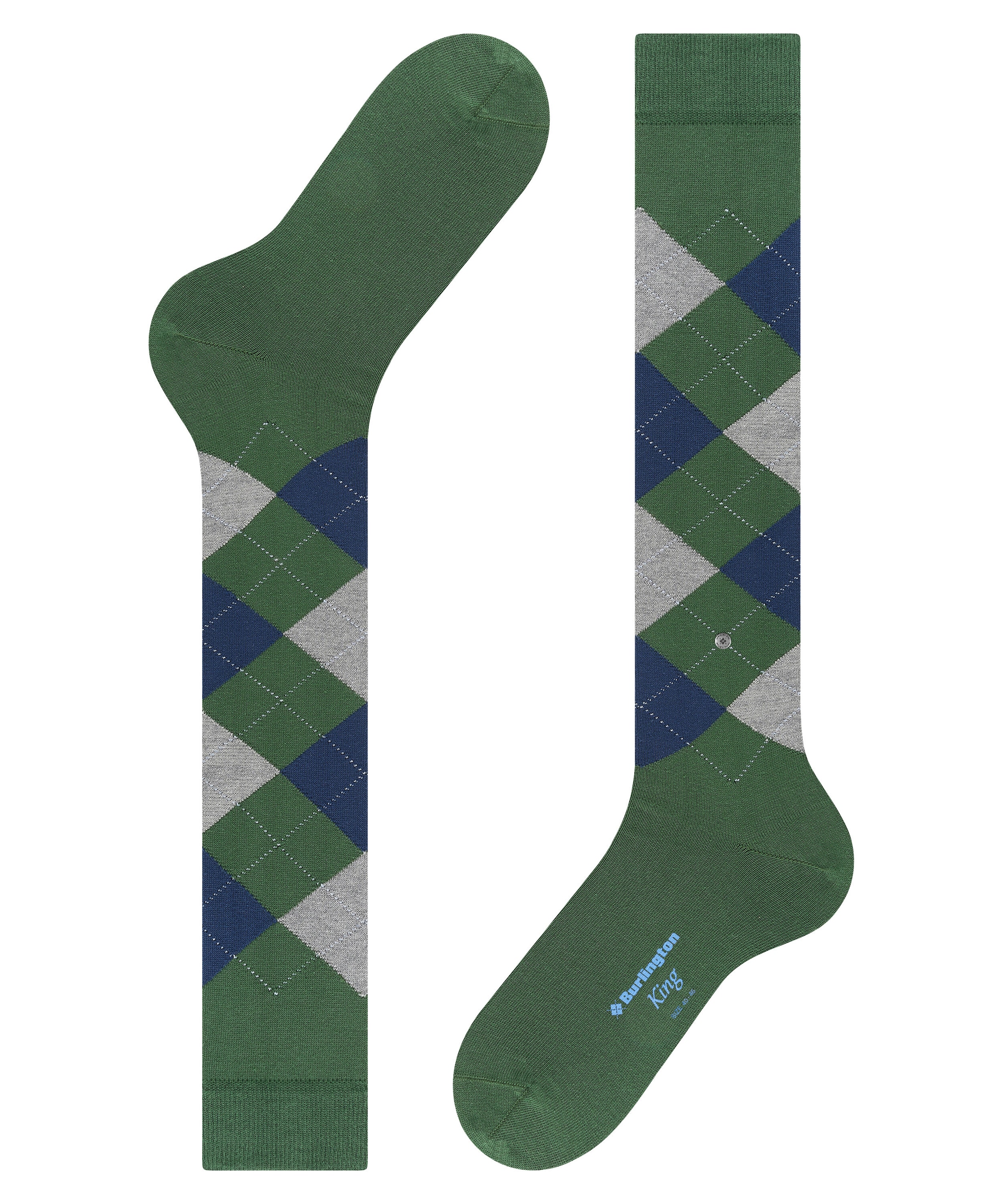 Burlington Mi-bas »King« Taille unique 40-46, motif Argyle, coton peigné