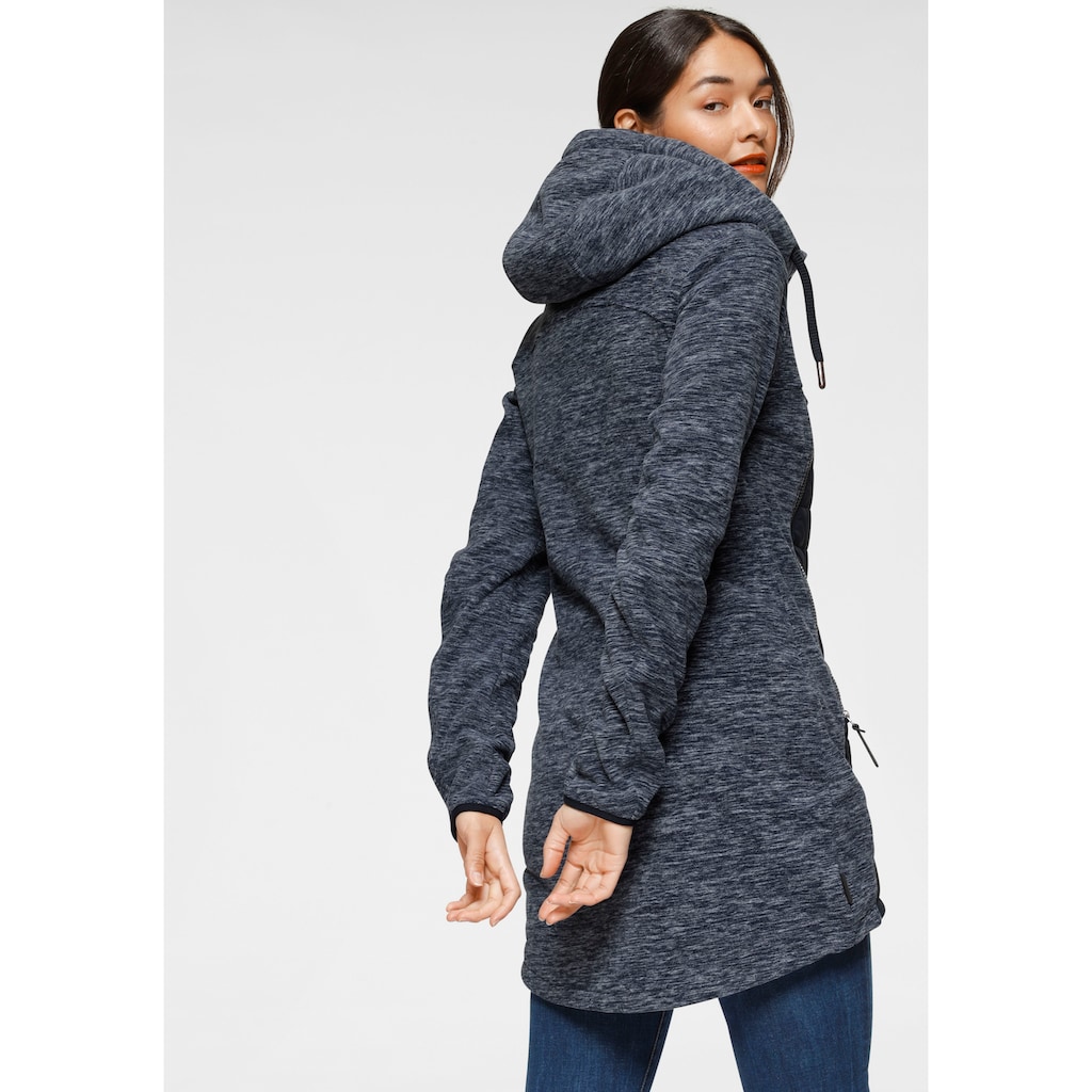 Alife & Kickin Outdoorjacke »CharliAK«, mit Kapuze, warme Longjacke im Fleece-Downlook-Style, Materialmix