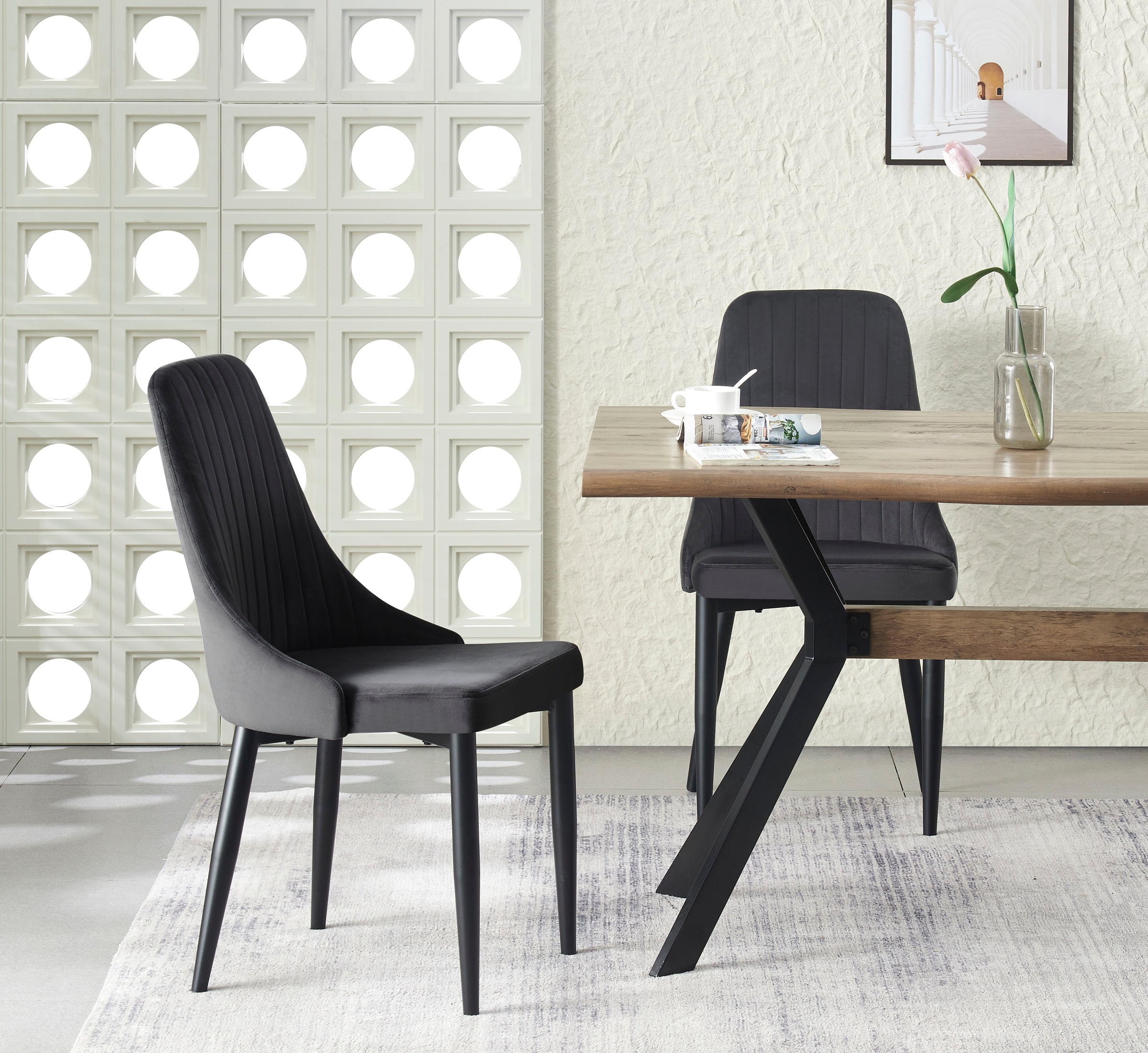 Home affaire Esszimmerstuhl "GARNBY, 2er Set, mit Metallgestell in matt schwarz" (Set) 2 Stk.in verschiedenen Farben, Belsatbarkeit pro Stuhl 120 kg, mit Armlehne