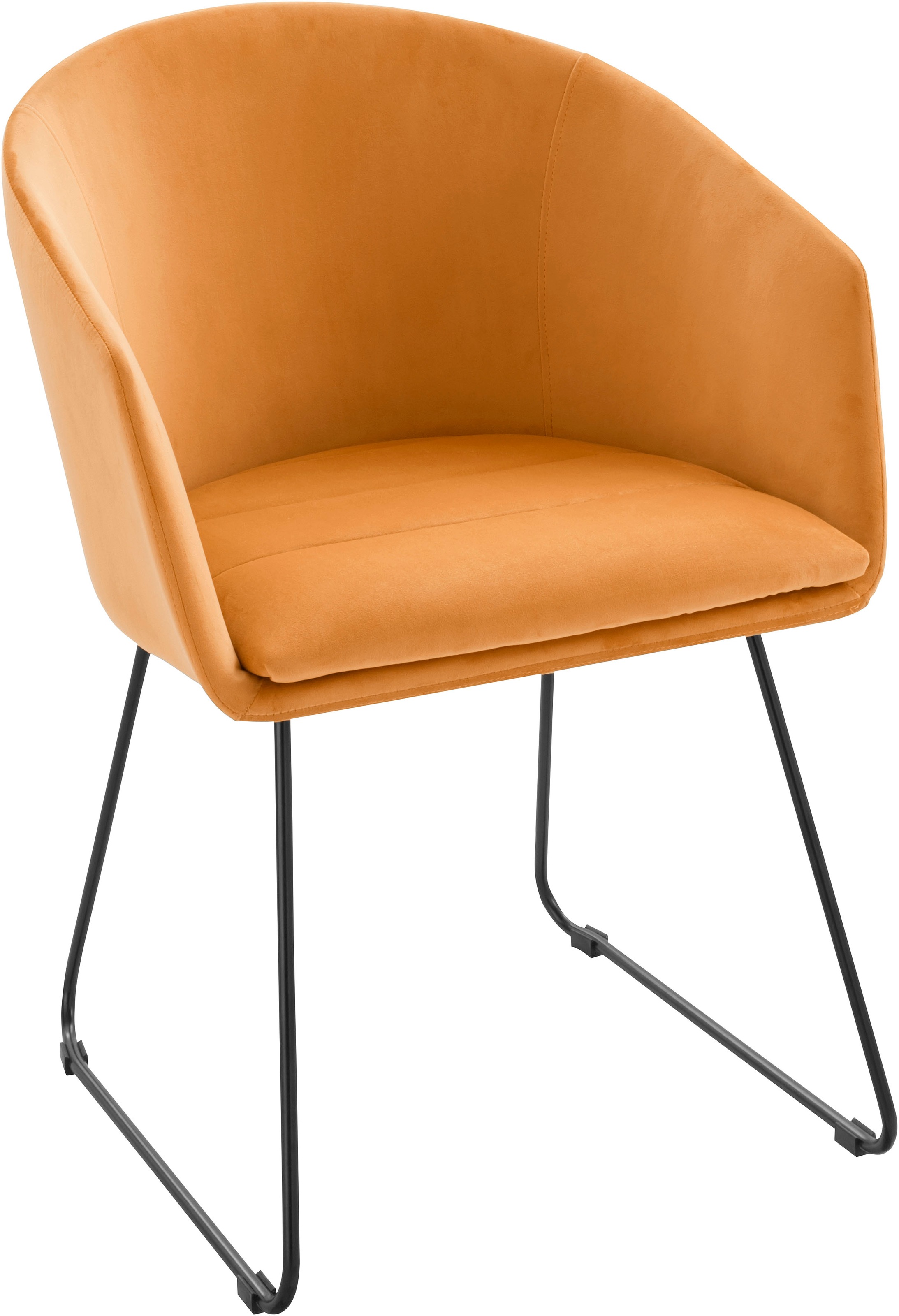 Image of INOSIGN Esszimmerstuhl »Taunton«, Samtstoff Velvet, aus schönem weichen Velvetbezug, mit schwarzen Kufenmetallgestell, Sitzhöhe 49 cm bei Ackermann Versand Schweiz