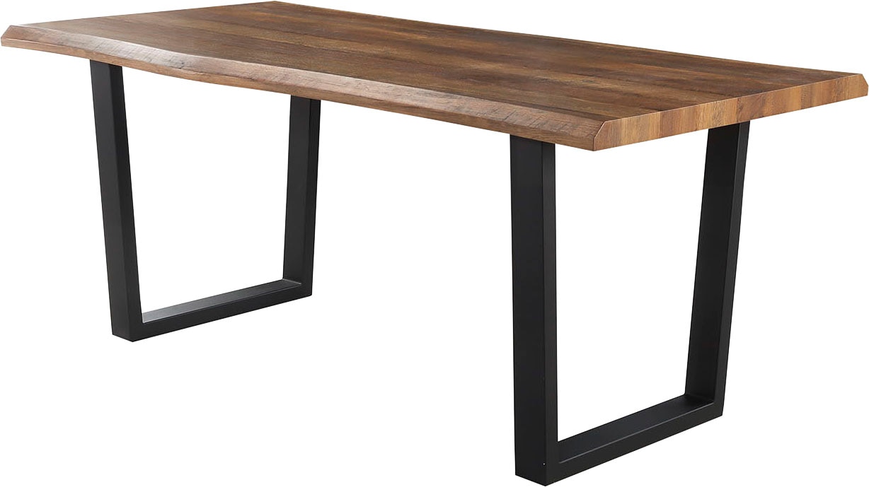 Jockenhöfer Gruppe Table de salle à manger »Margot« 180x90 cm aspect bord d’arbre courbé et piètement noir