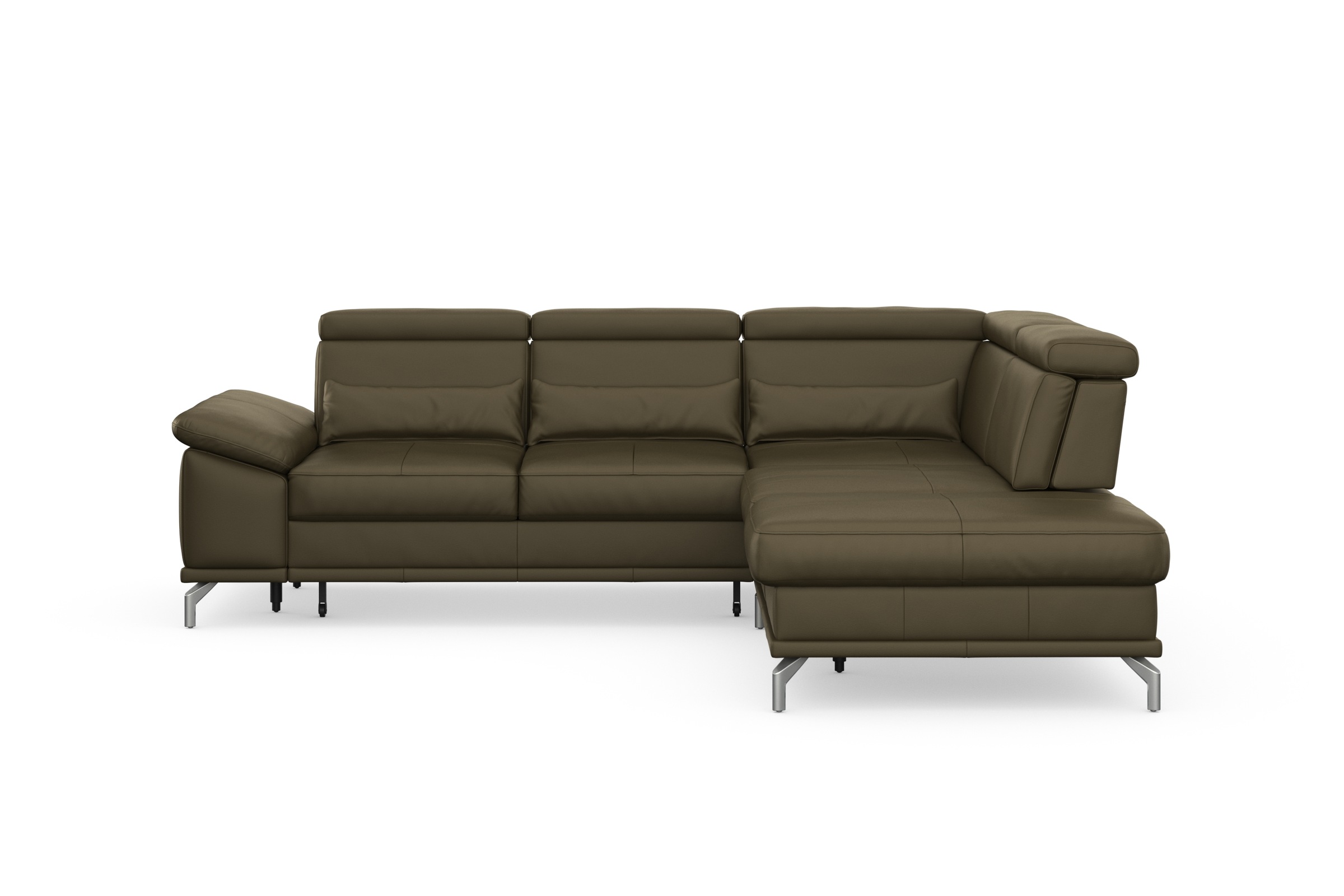 sit&more Ecksofa »Cabrio L-Form, mit Sitztiefenverstellung, Arm- und Kopfteilverstellung«, 3 Nierenkissen, Federkern, optional Bettfunktion und Stauraum