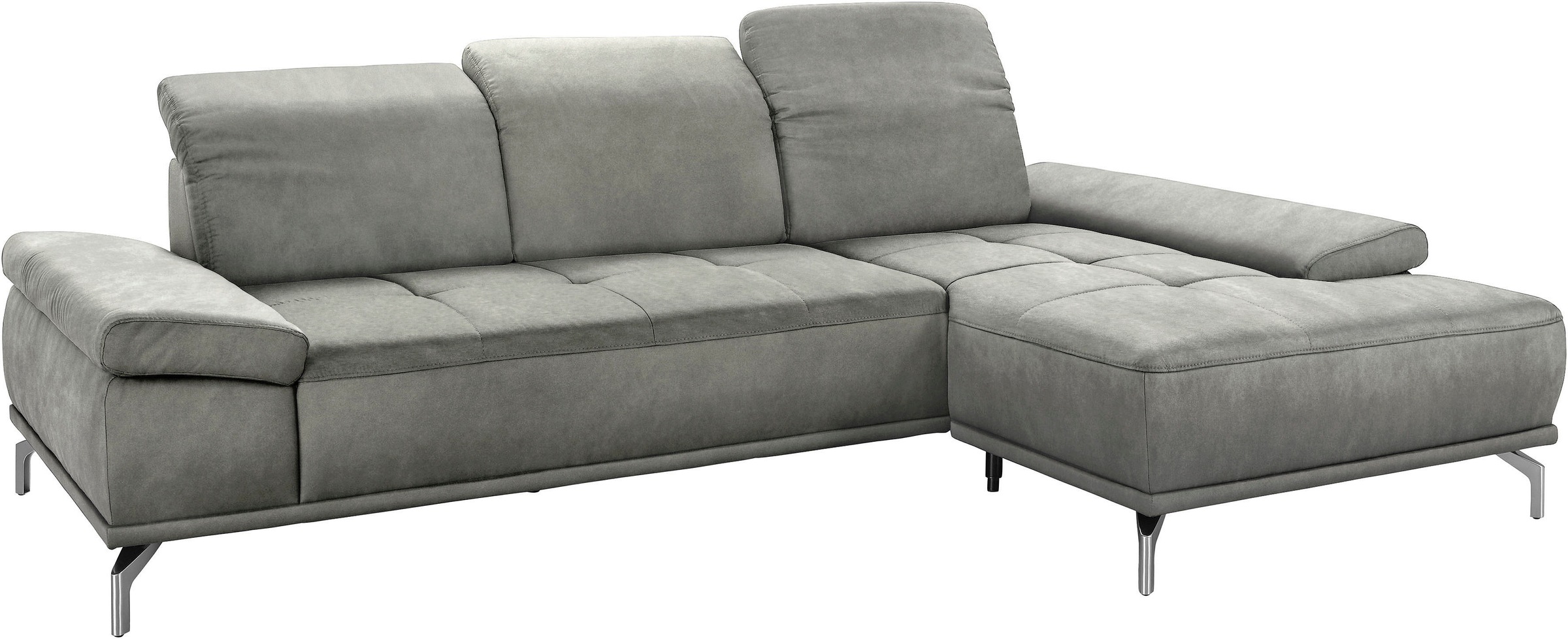 OTTO home Ecksofa "Caluna, L-Form, B:280cm, Federkern, in Stoff und Leder" Inkl.Sitztiefenverstellung, wahlweise mit Kopf- und Armteilverstellung