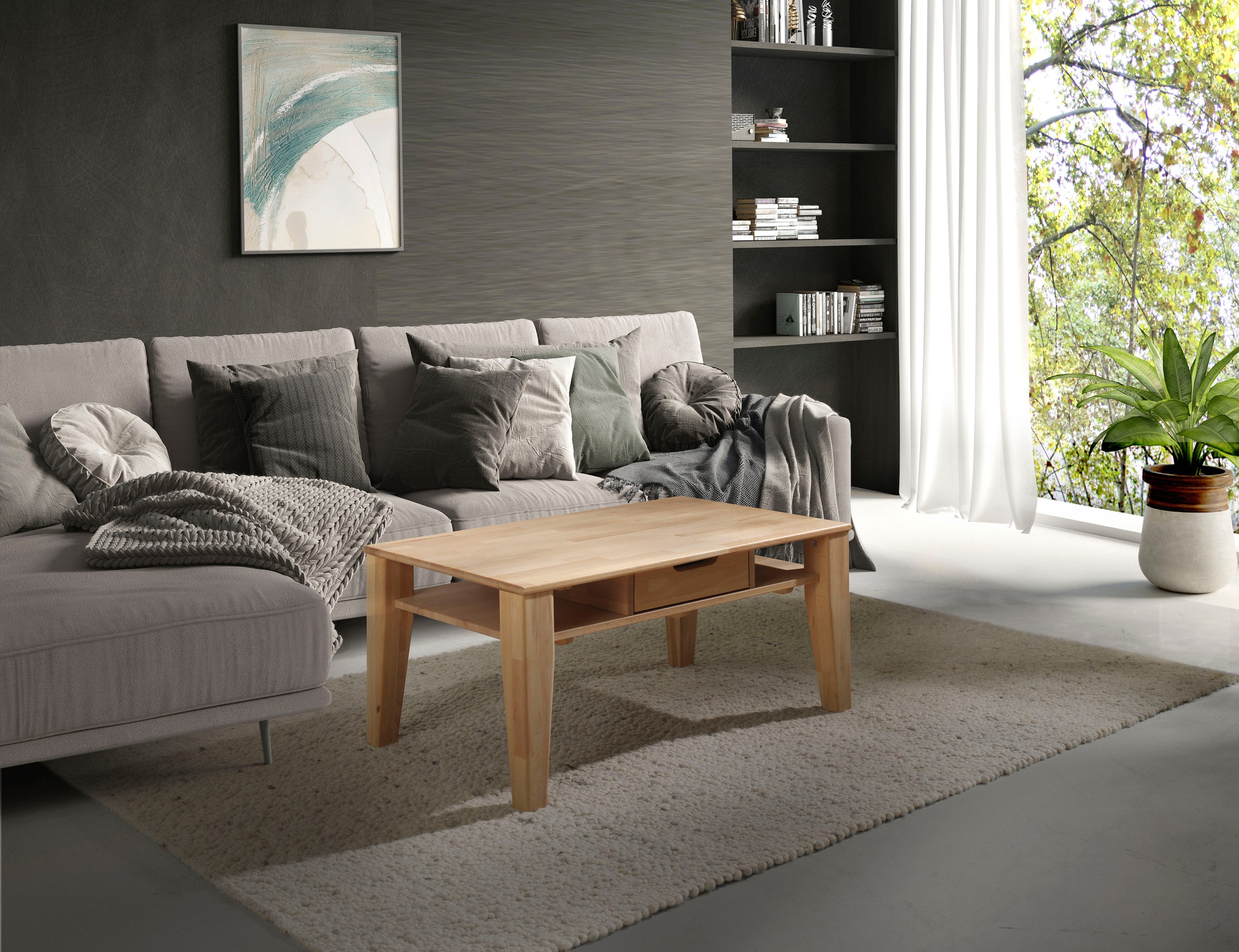 Image of Woltra Couchtisch »Liam«, Massivholz, mit Schublade bei Ackermann Versand Schweiz