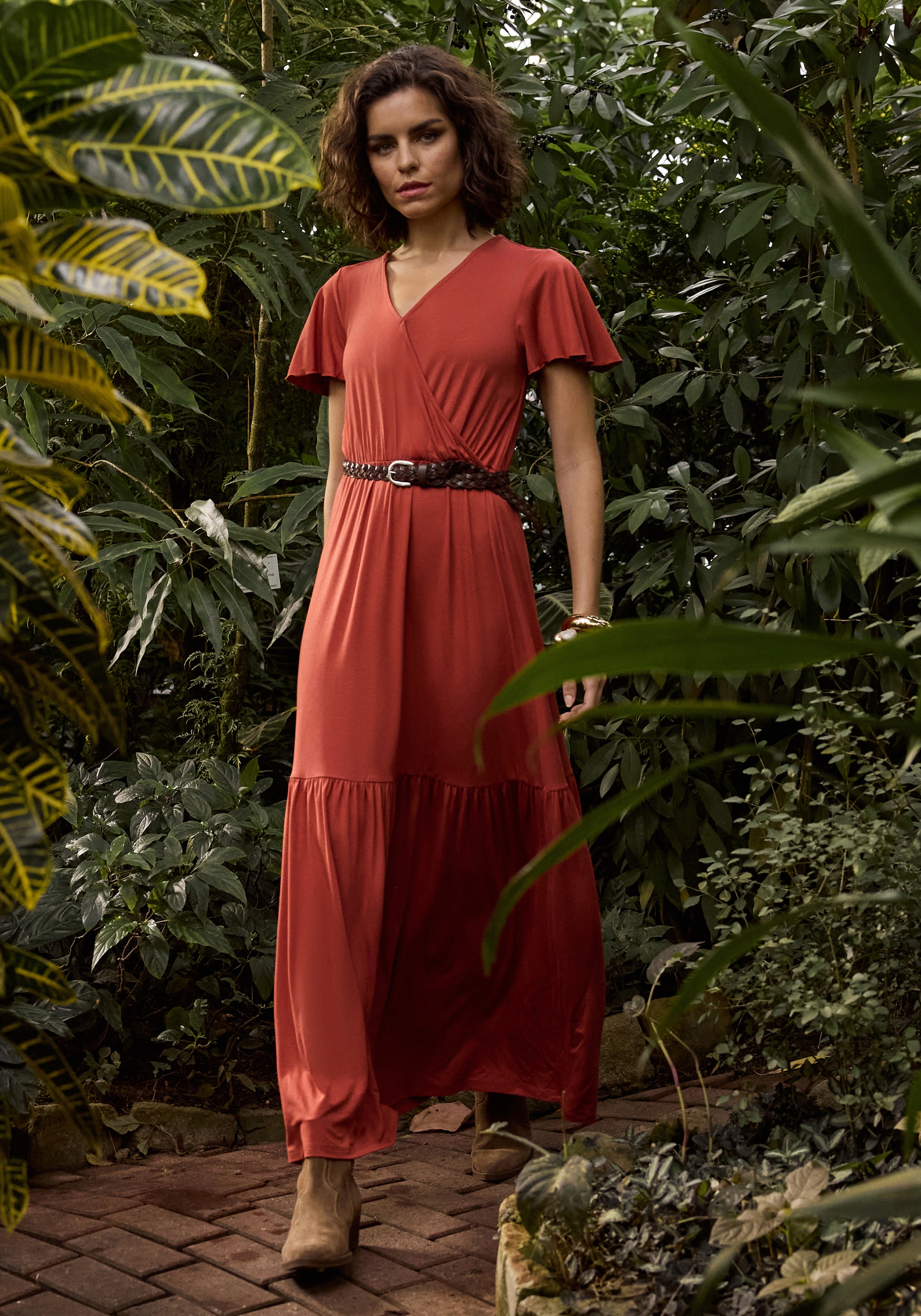Laura Scott Robe d'été langer Schnitt, für warme Tage, aus Single Jersey, mit Flügelärmeln