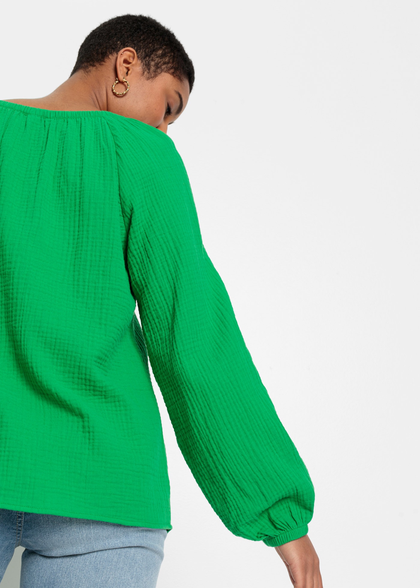 bonprix Langarmbluse »Musselin-Bluse aus Baumwolle« Oversize-Passform, für vielseitige Anlässe