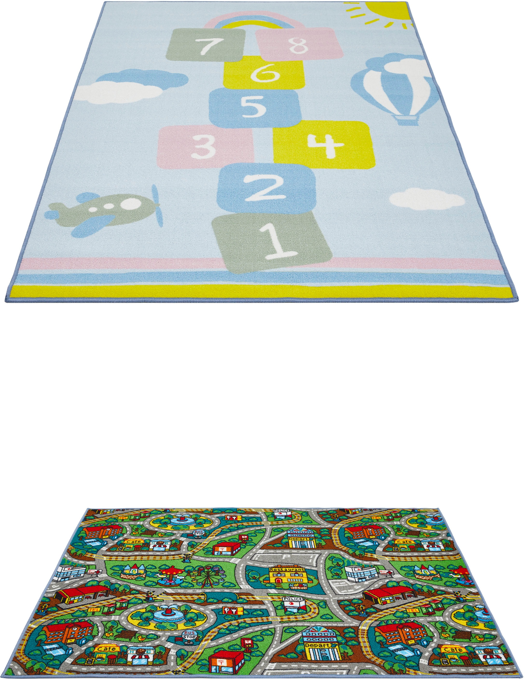 Image of Andiamo Kinderteppich "Duo" rechteckig 10 mm Höhe Spielteppich, Strassenteppich, beidseitig verwendbar, Hüpfkästchen
