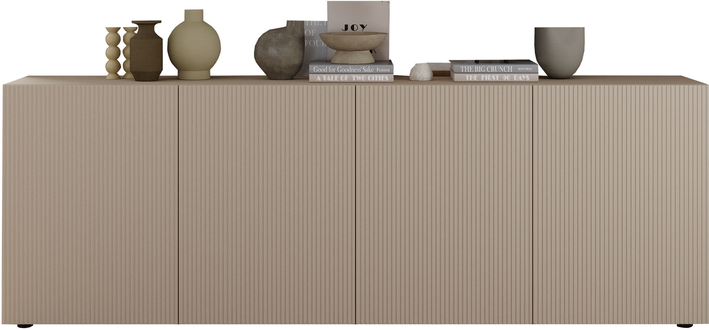 Home affaire Sideboard "Rio Breite 240 cm, Kommode mit 4 Türen, Anrichte," geriffelte MDF-Fronten, modern u. elegant, viel Stauraum
