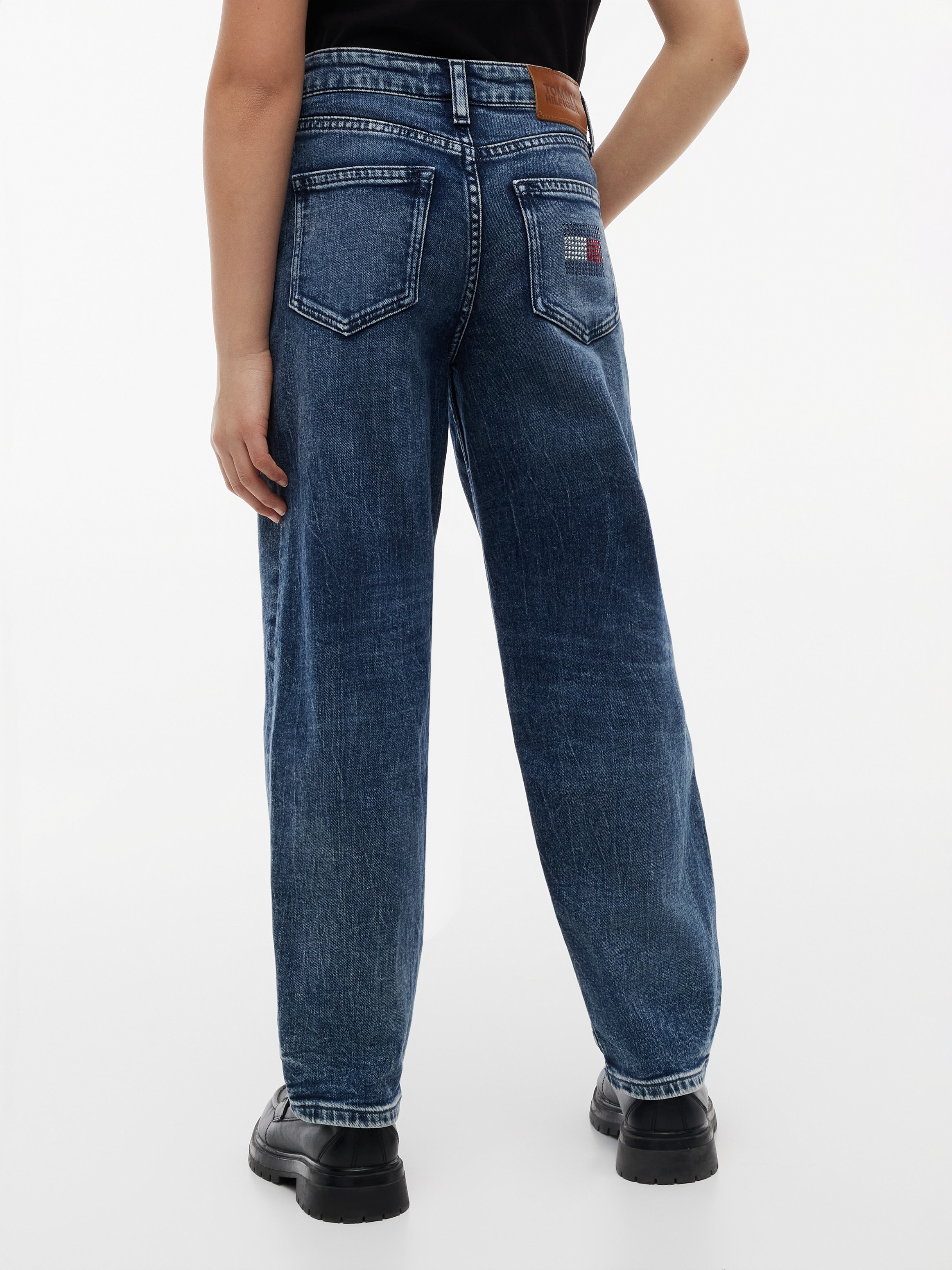 Tommy Hilfiger Tapered-fit-Jeans Barrel Leg Fit, Kinder bis 16 Jahre, hoher Bund