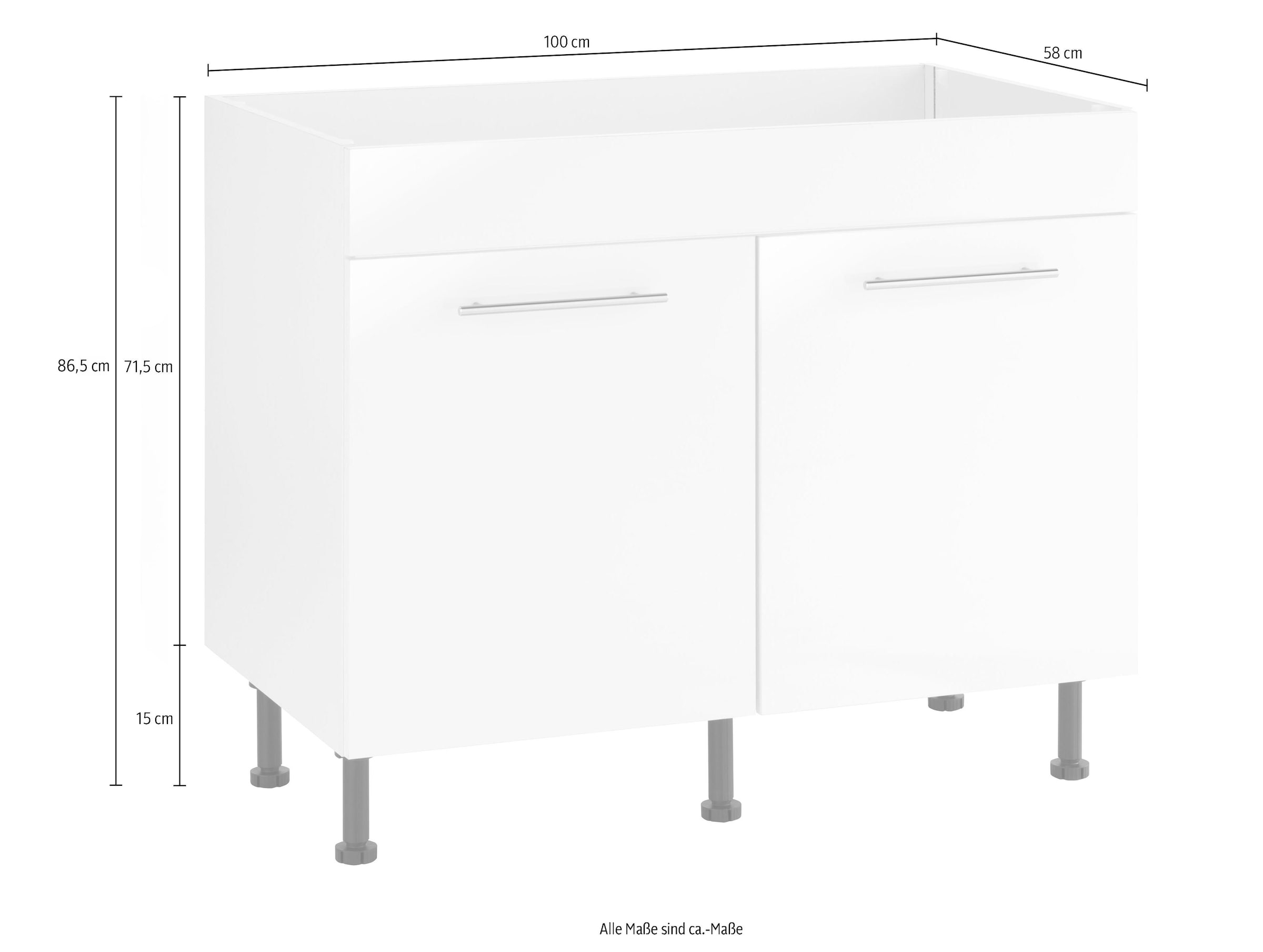 wiho Küchen Spülenschrank »Ela«, Breite 100 cm, höhenverstellbare Füsse