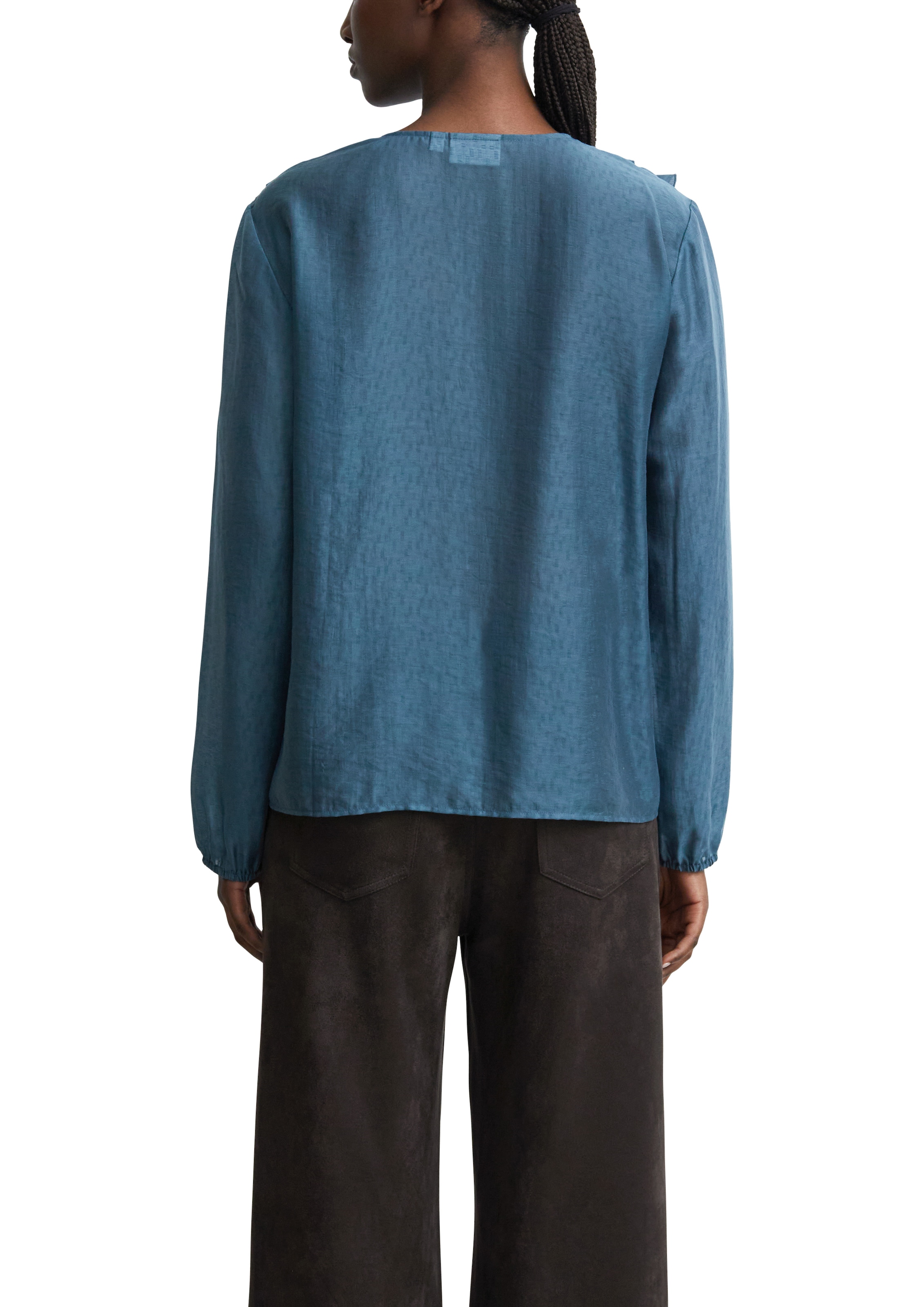 Comma Langarmbluse Leicht transparente Jacquard-Bluse mit Rüschen