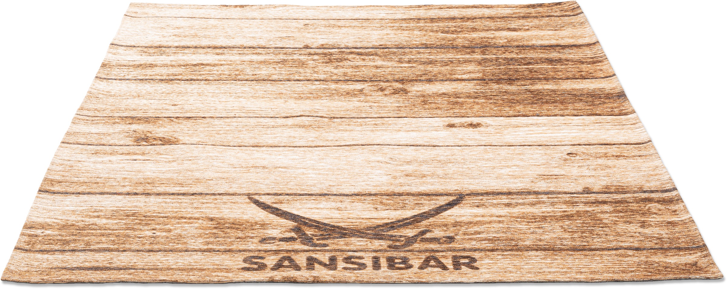 Image of Sansibar Teppich "Keitum 009" rechteckig 3 mm Höhe Flachgewebe, Motiv Holzdielen & gekreuzte Säbel