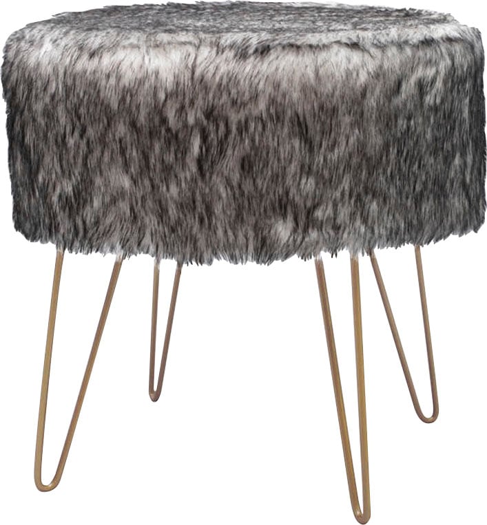 Image of Kayoom Hocker "Mio 1, Fellhocker in modernem Design, runde Form mit Metallbeinen" 1 Stk. tlg. beeindruckend, teilweise handgefertigt, attraktive Farbgestaltung