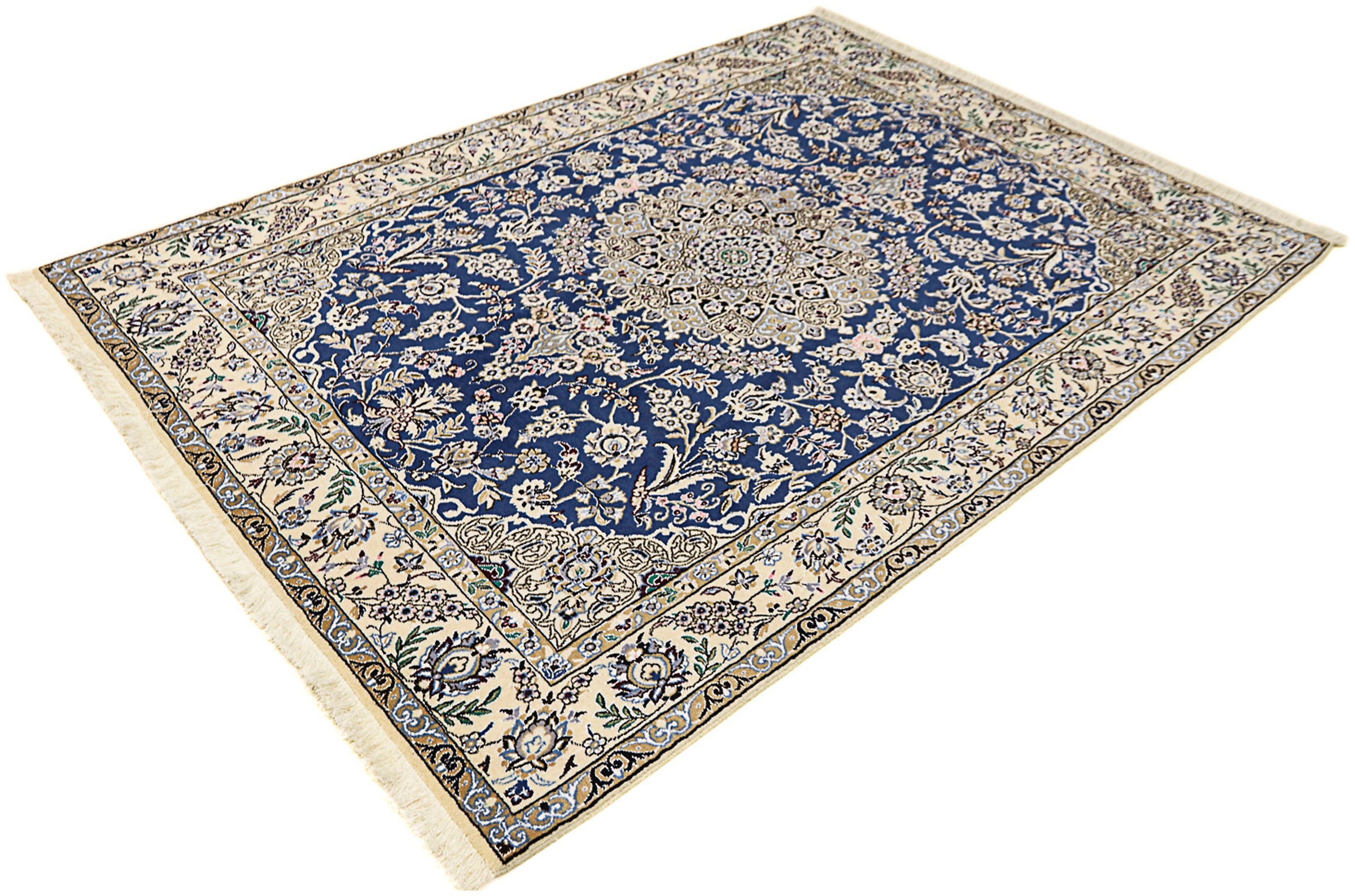 Image of morgenland Orientteppich »Perser - Nain - Royal - 205 x 150 cm - dunkelblau«, rechteckig, 10 mm Höhe, Wohnzimmer, Handgeknüpft, Einzelstück mit Zertifikat bei Ackermann Versand Schweiz