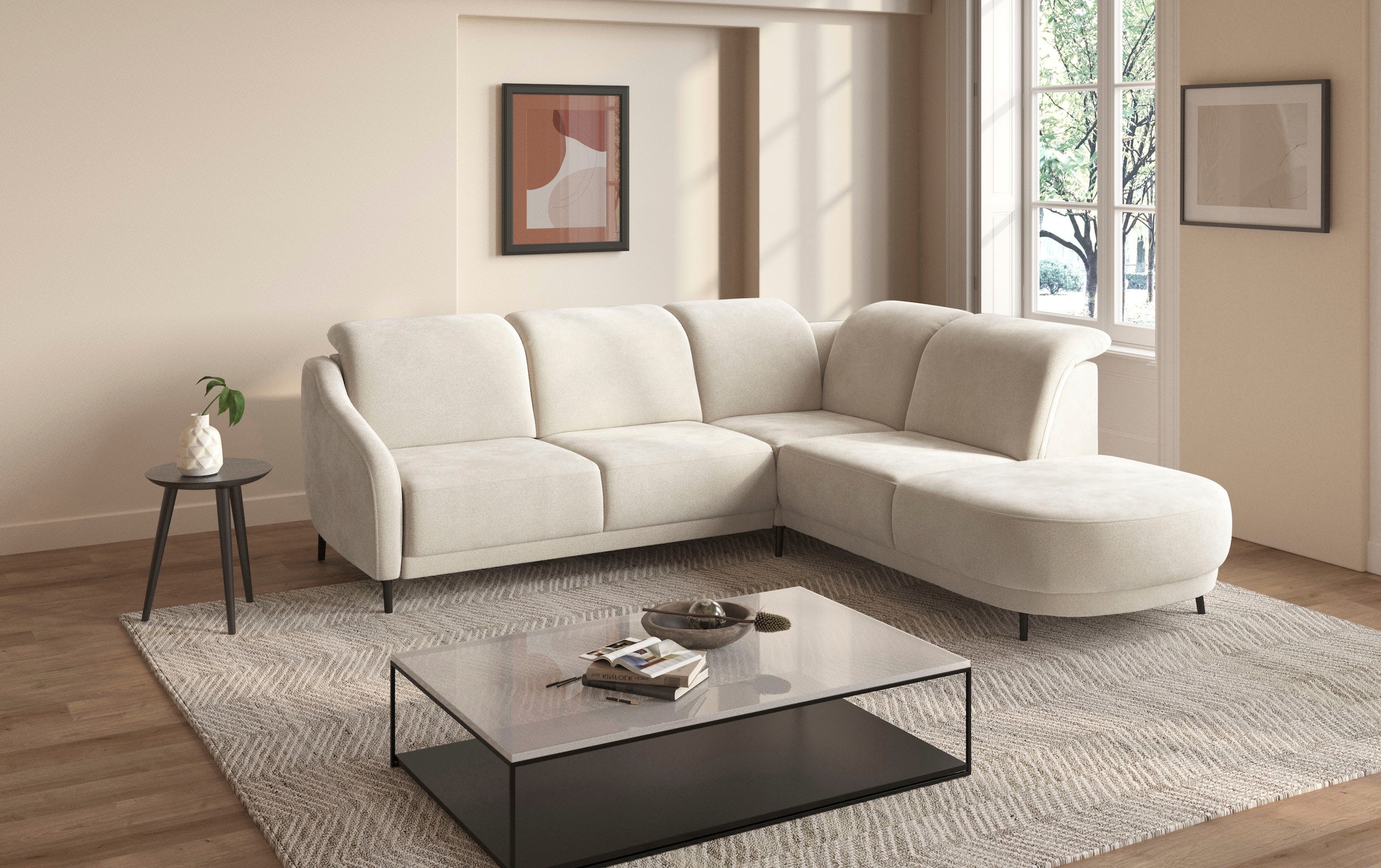 sit&more Ecksofa »Blues L-Form« wahlweise mit Klapptisch und USB