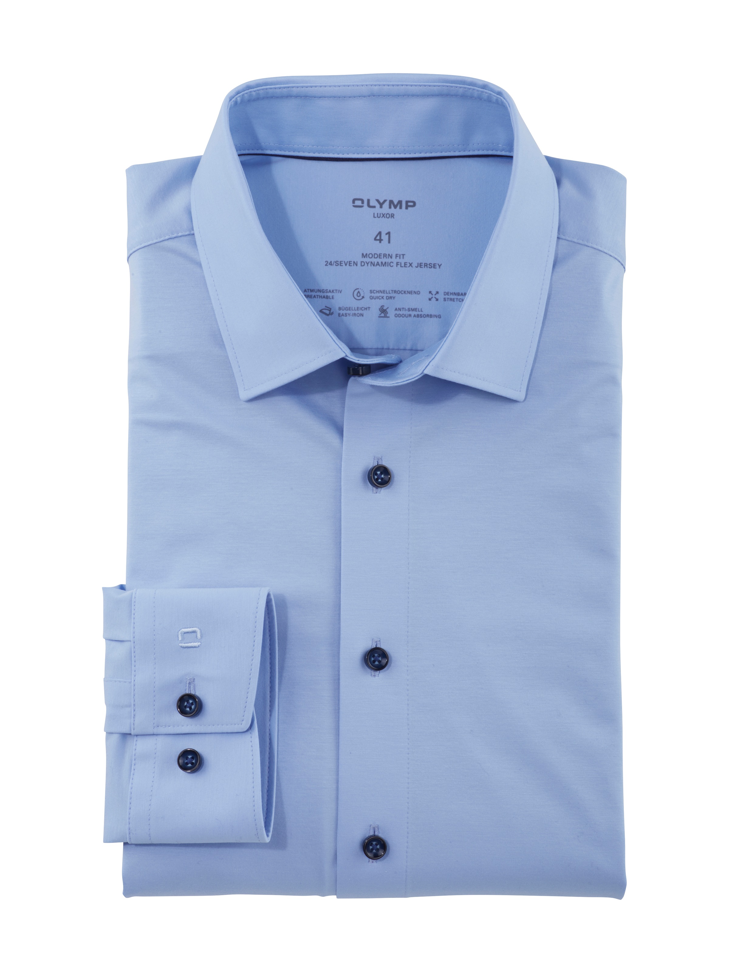 OLYMP Chemise à manches longues »Luxor 24/Seven modern fit Jerseyshirt« mit geruchshemmenden Materialeigenschaften