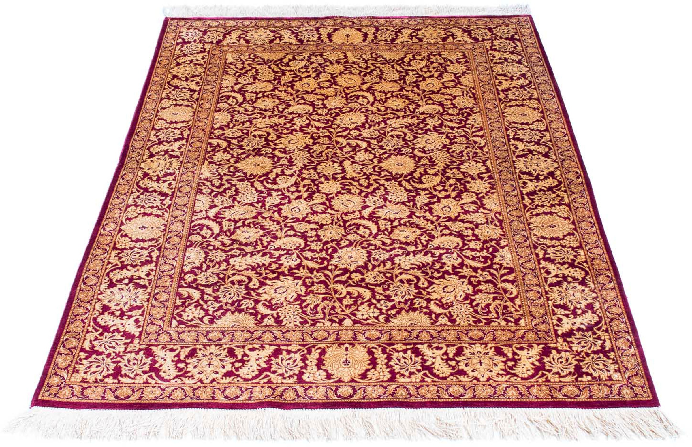 Image of morgenland Orientteppich »Perser - Ghom - 146 x 100 cm - dunkelrot«, rechteckig, 10 mm Höhe, Wohnzimmer, Handgeknüpft, Einzelstück mit Zertifikat bei Ackermann Versand Schweiz