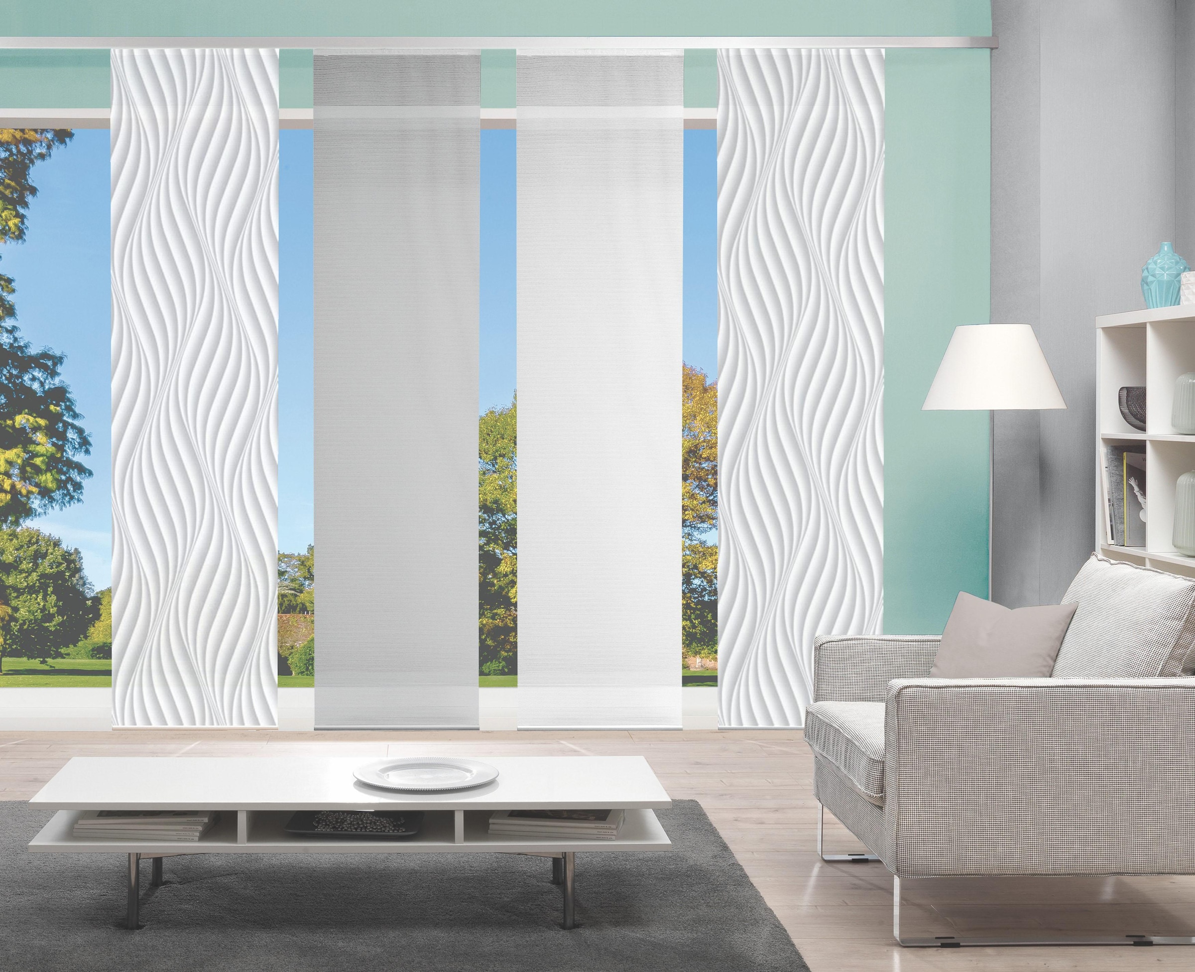 Image of Vision S Schiebegardine "4ER SET WAVE" Paneelwagen 4 Stk. tlg. HxB: 260x60, Schiebevorhang 4er Set Digitaldruck