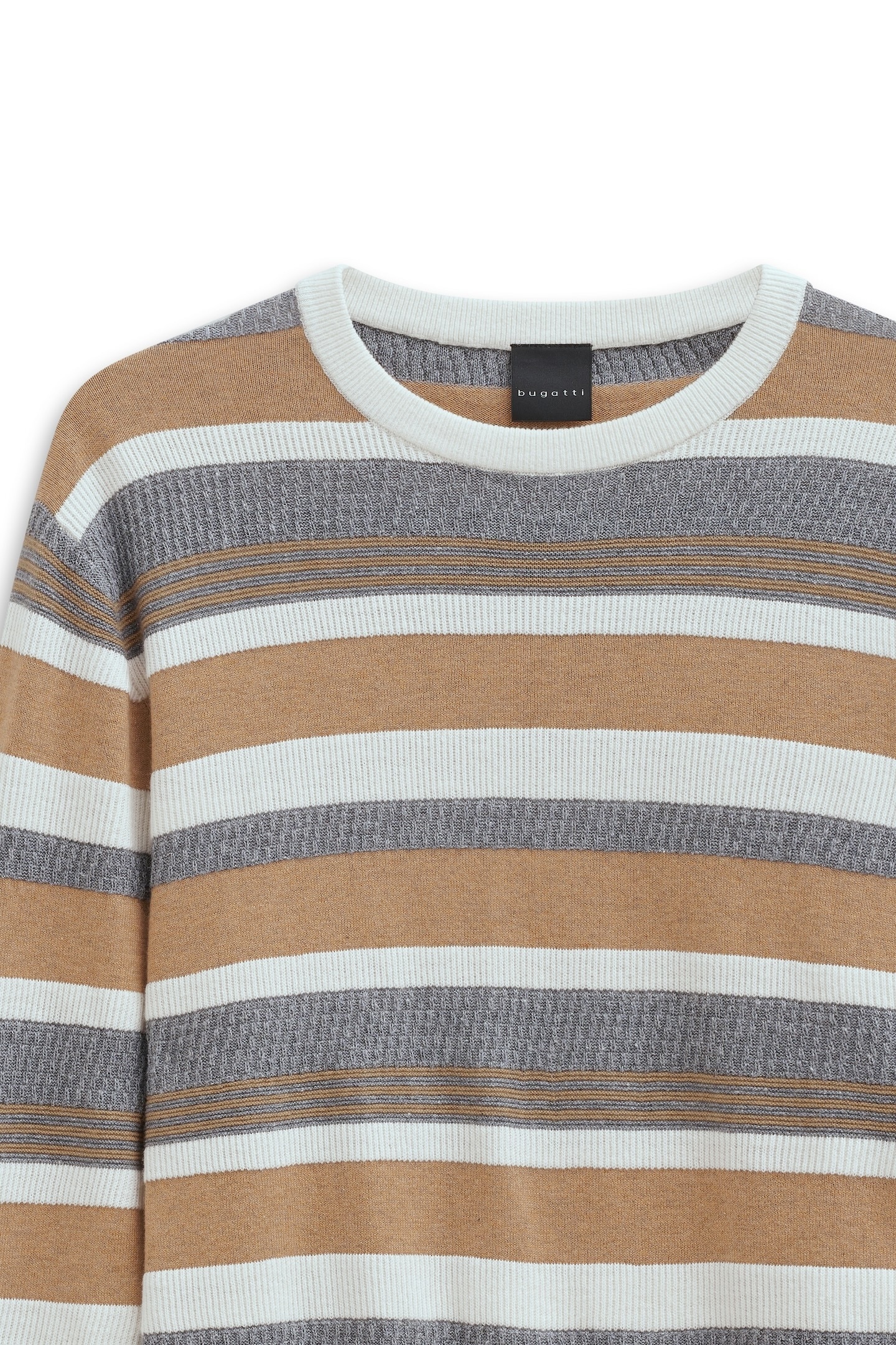 bugatti Rundhalspullover »Regular Fit« gestreift aus Kaschmir-Mix
