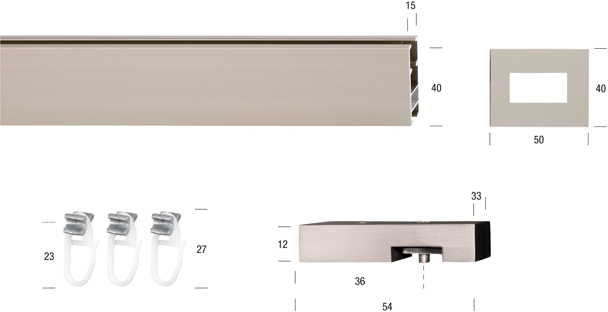 GARESA Gardinenstange »FLAT«, 1 läufig-läufig, Wunschmasslänge, Rechteckprofil, Deckenmontage, perfekter Lauf, modern, verlängerbar