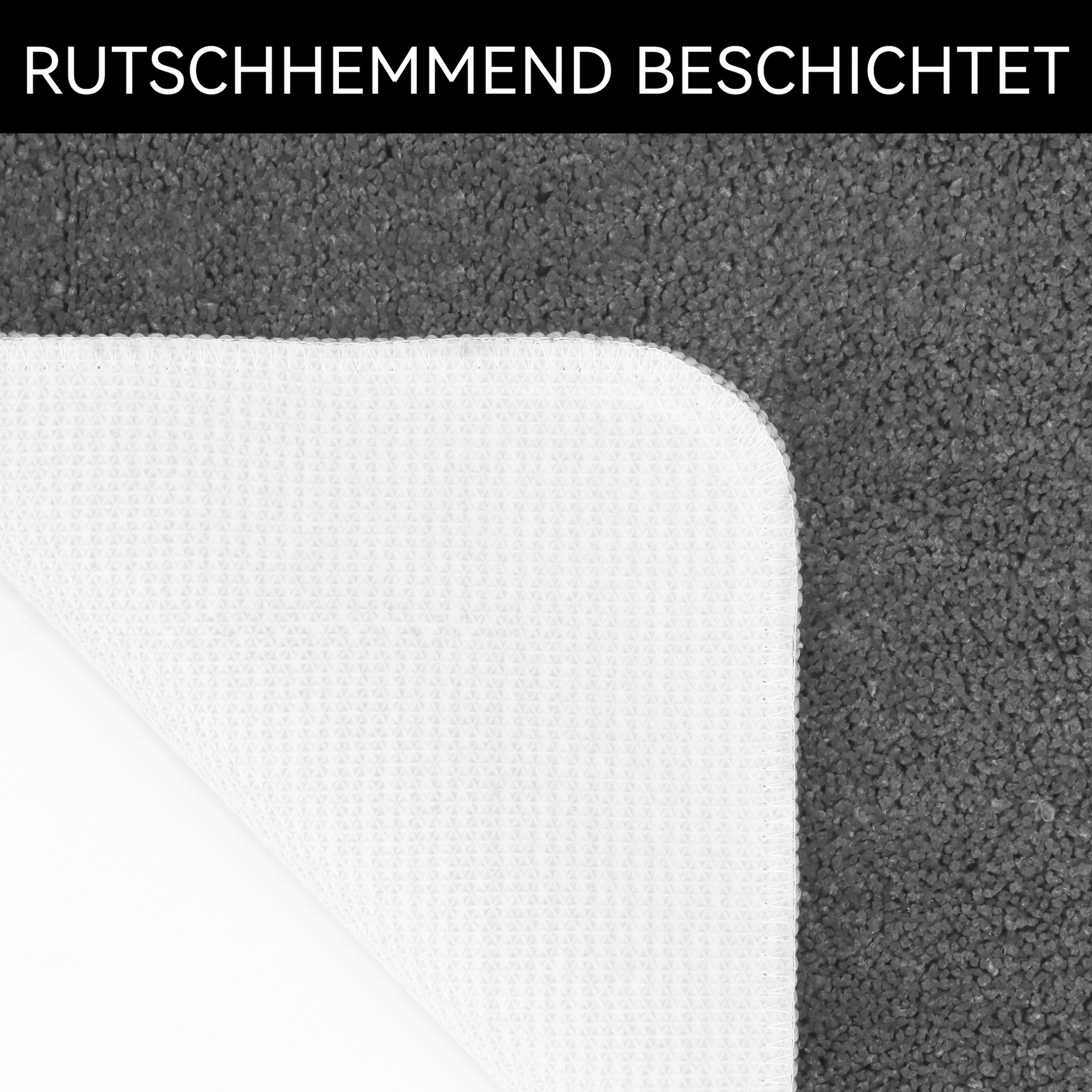 GOODproduct Tapis de bain »Sanremo mit Rahmen, Badvorleger, Badezimmer, sehr weich, Hoch-Tief« Höhe 25 mm revêtement antidérapant Séchage rapide | compatible chauffage au sol Tapis de bain, uni, rectangulaire et disponible en set de 3 pièces