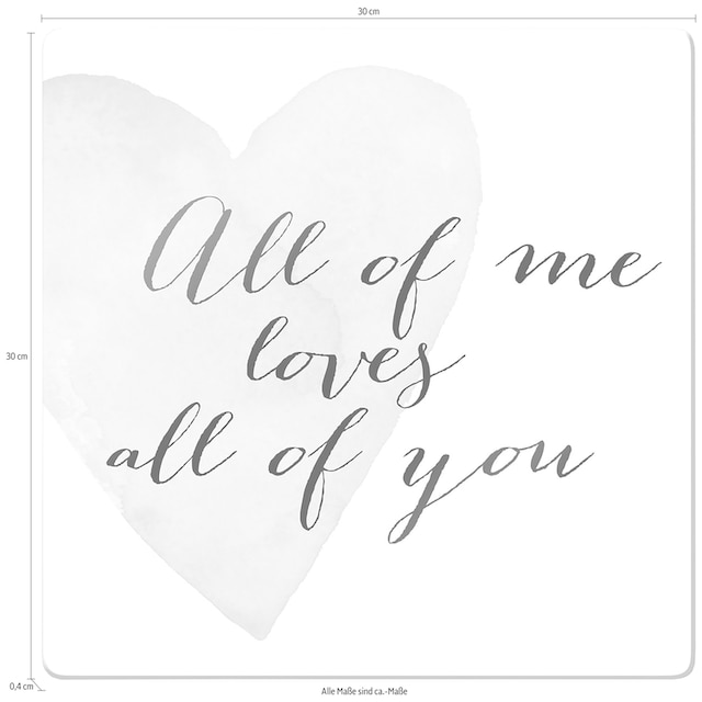 Wall-Art Glasbild »Confetti & Cream - All of me loves all of you«,  30/0,4/30 cm jetzt kaufen