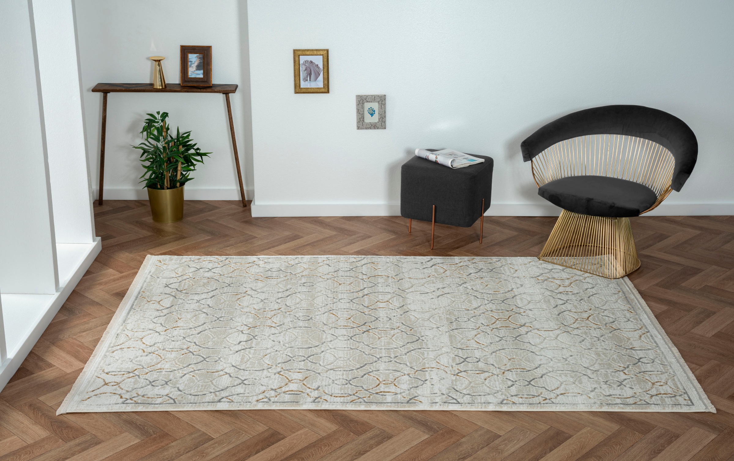 Image of Myflair Möbel & Accessoires Teppich "My Floor, LAGERRÄUMUNG" rechteckig 10 mm Höhe Kurzflor, Retro-Style, mit Fransen, besonders weich durch Microfaser